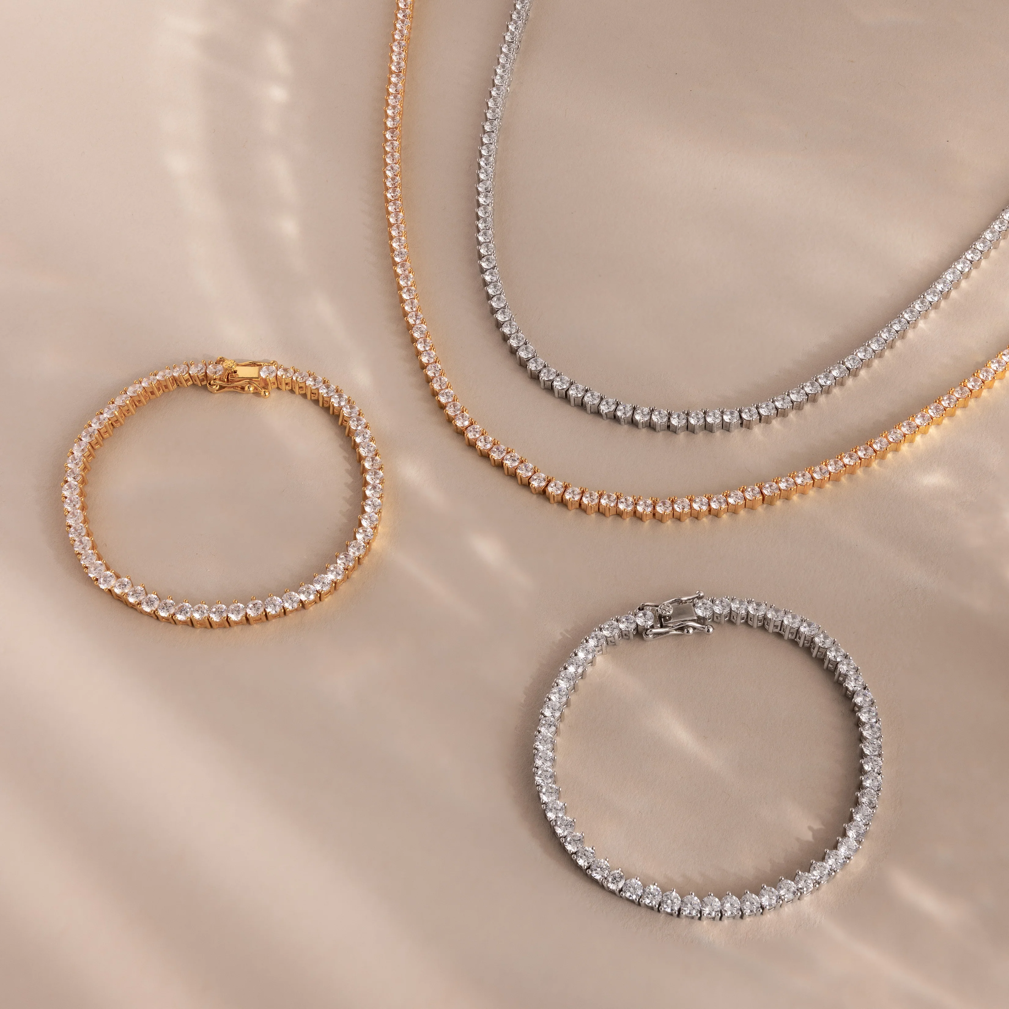 3-Prong Diamond Tennis Necklace & Bracelet Set - Image 4