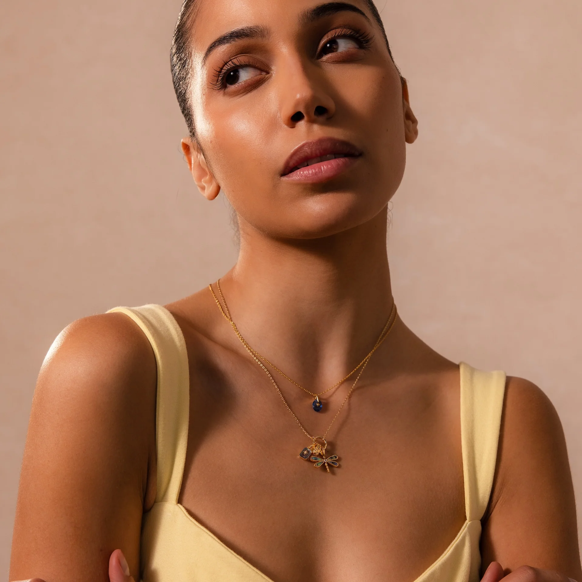 Abalone Dragonfly Charm in 18K Gold - Image 8