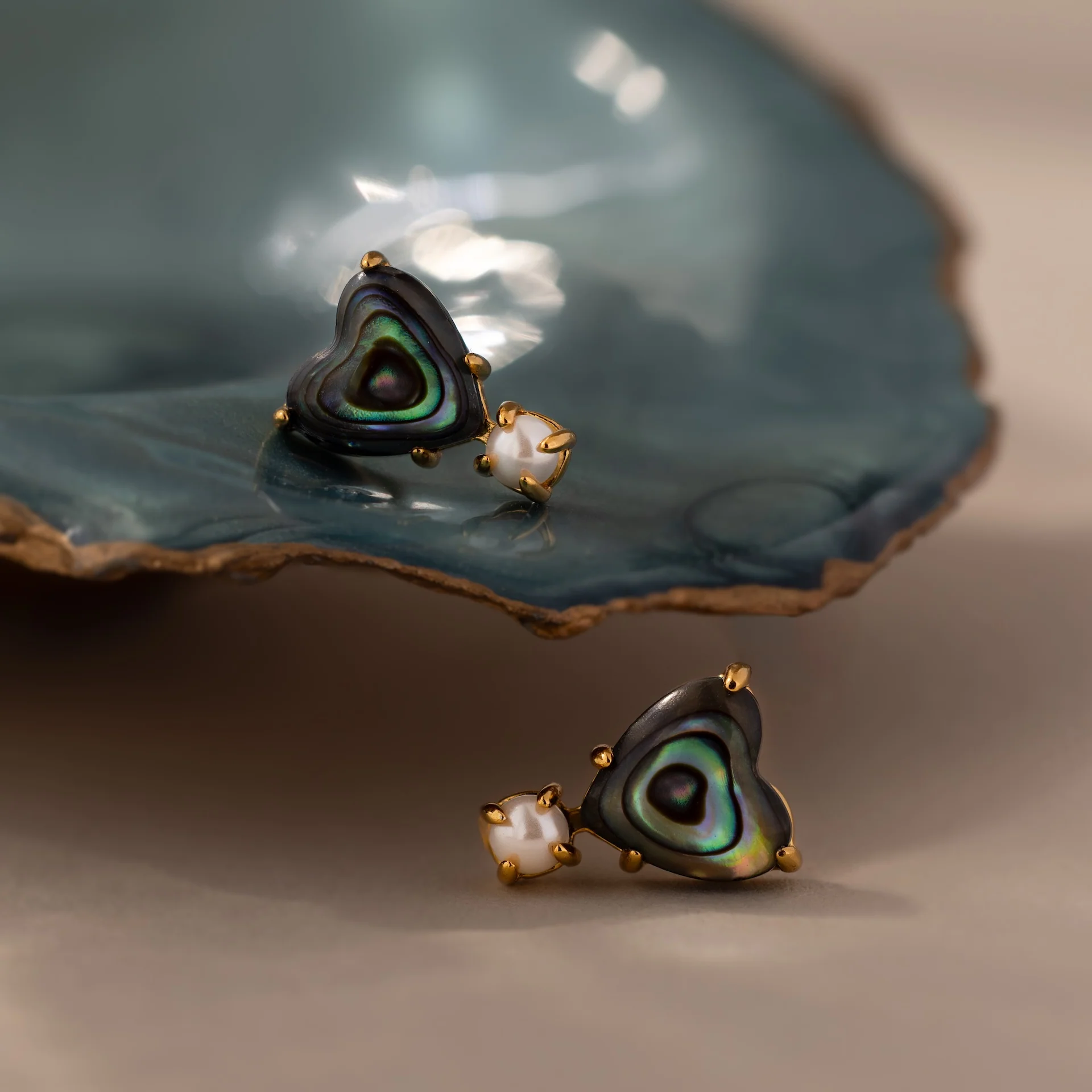 Abalone Pearl Heart Studs - Image 8