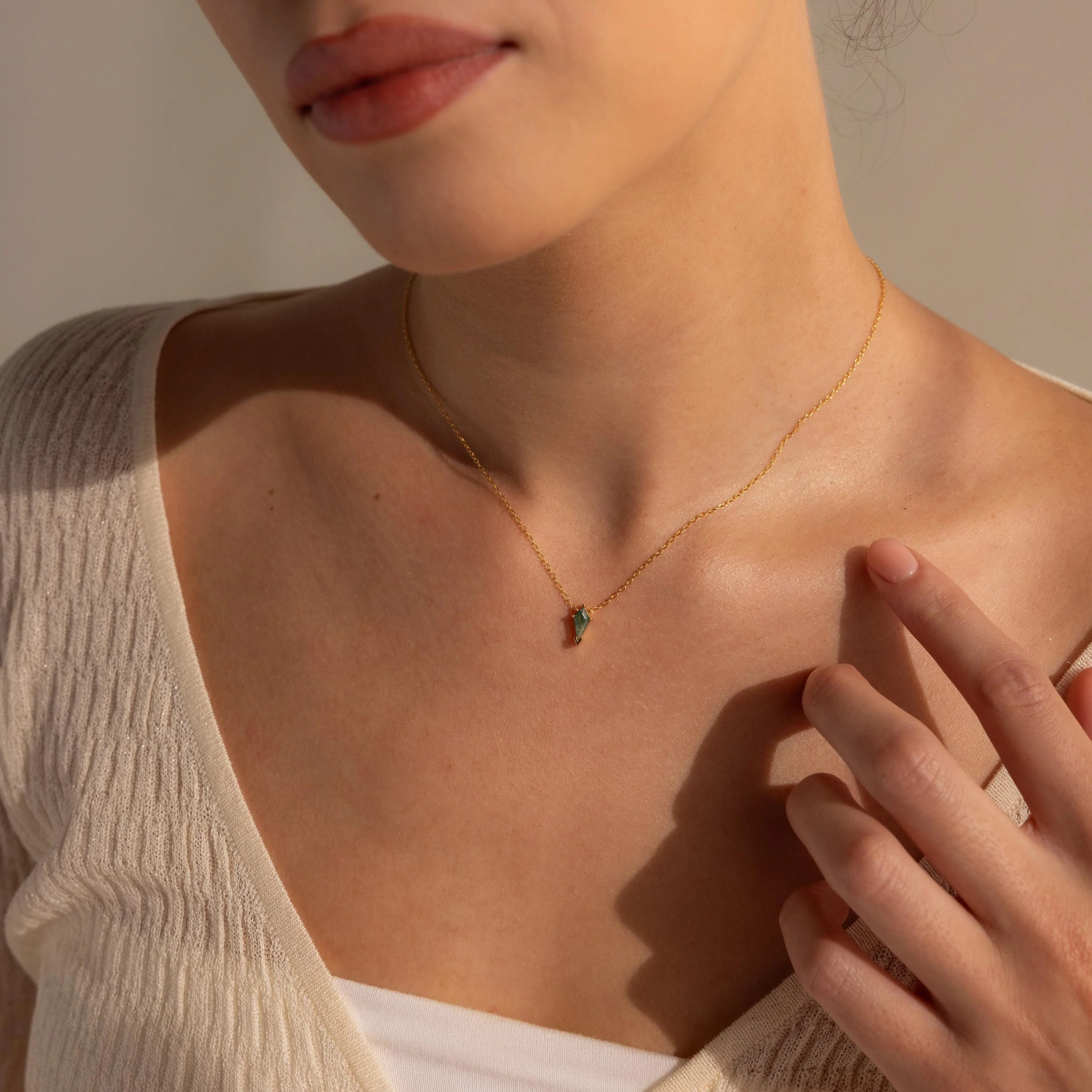 Agate Art Deco Pendant Necklace - Image 5
