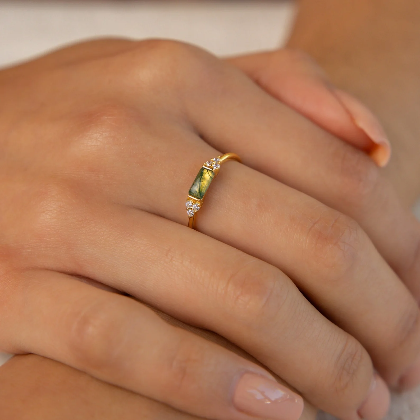 Agate Baguette Ring - Image 4