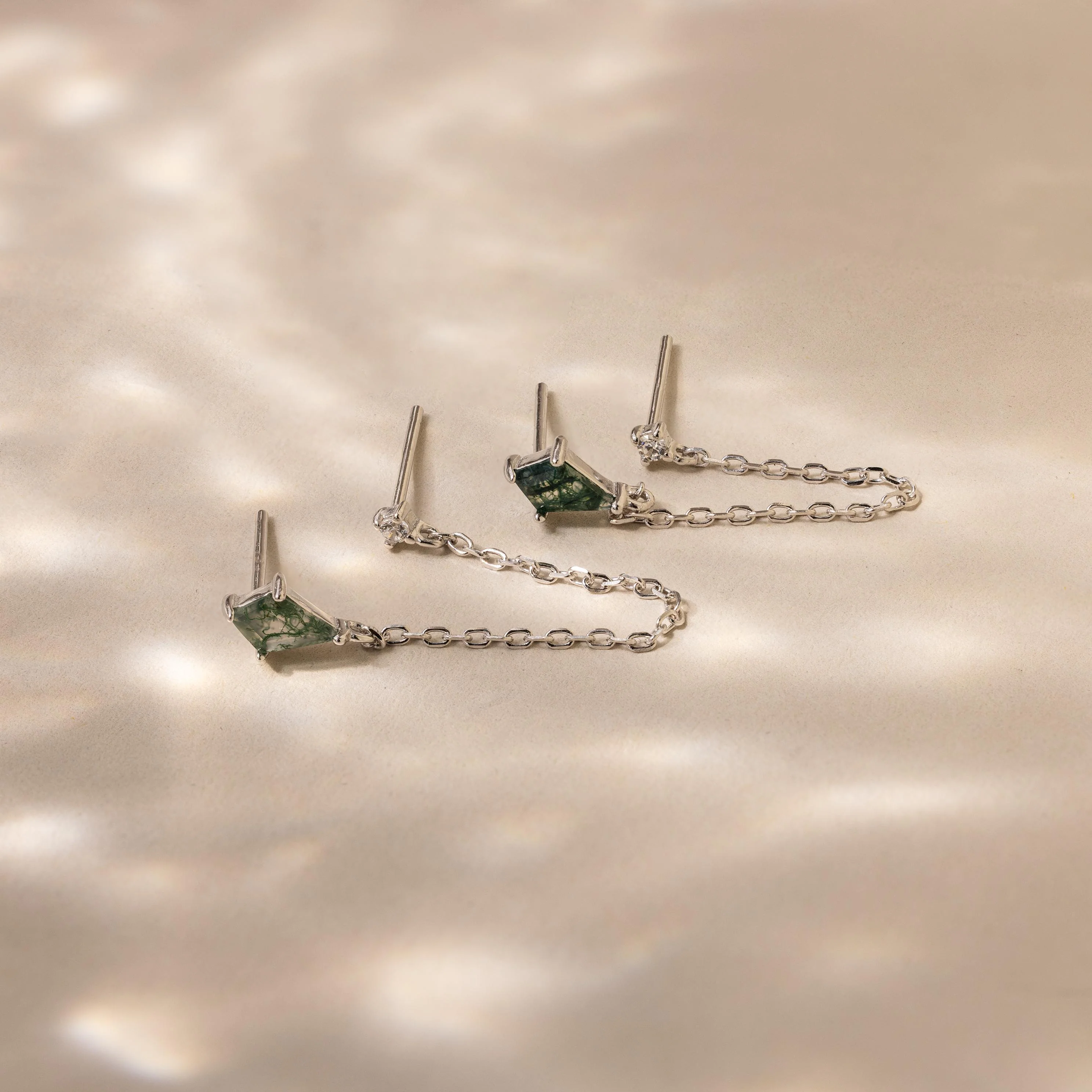 Agate Diamond Chain Earrings - Image 5