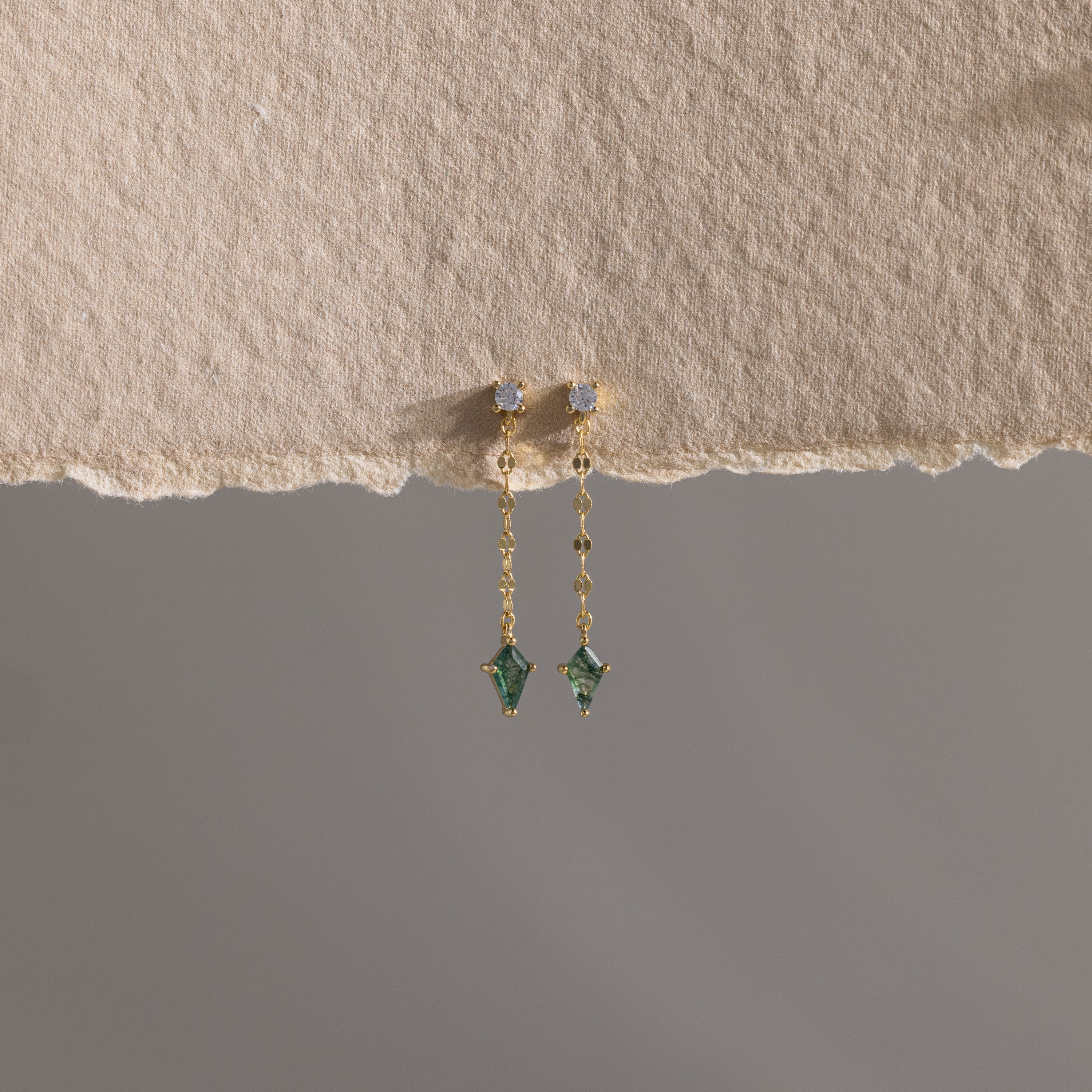 Agate Diamond Dangle Earrings in 18K Gold - Image 5