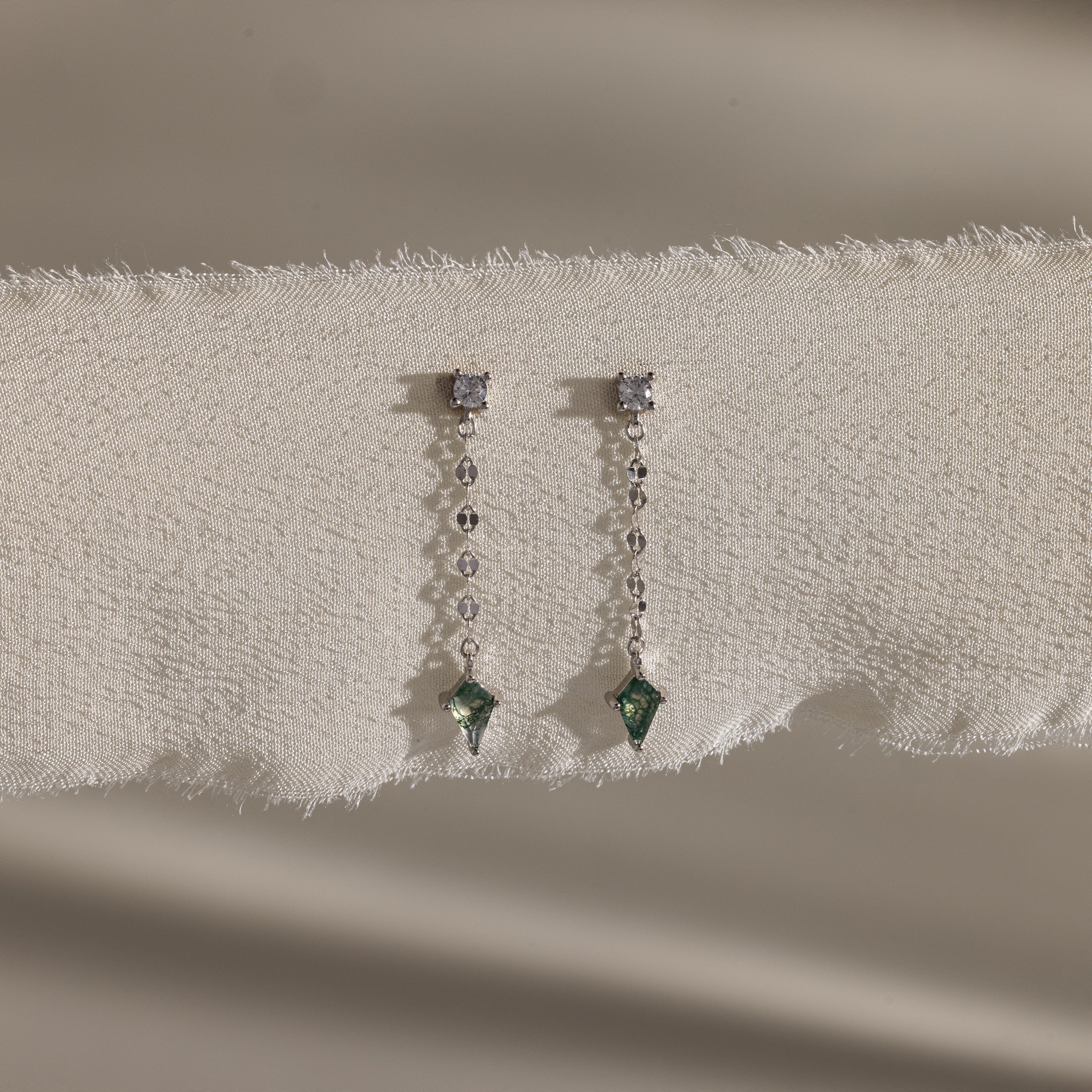 Agate Diamond Dangle Earrings - Image 2