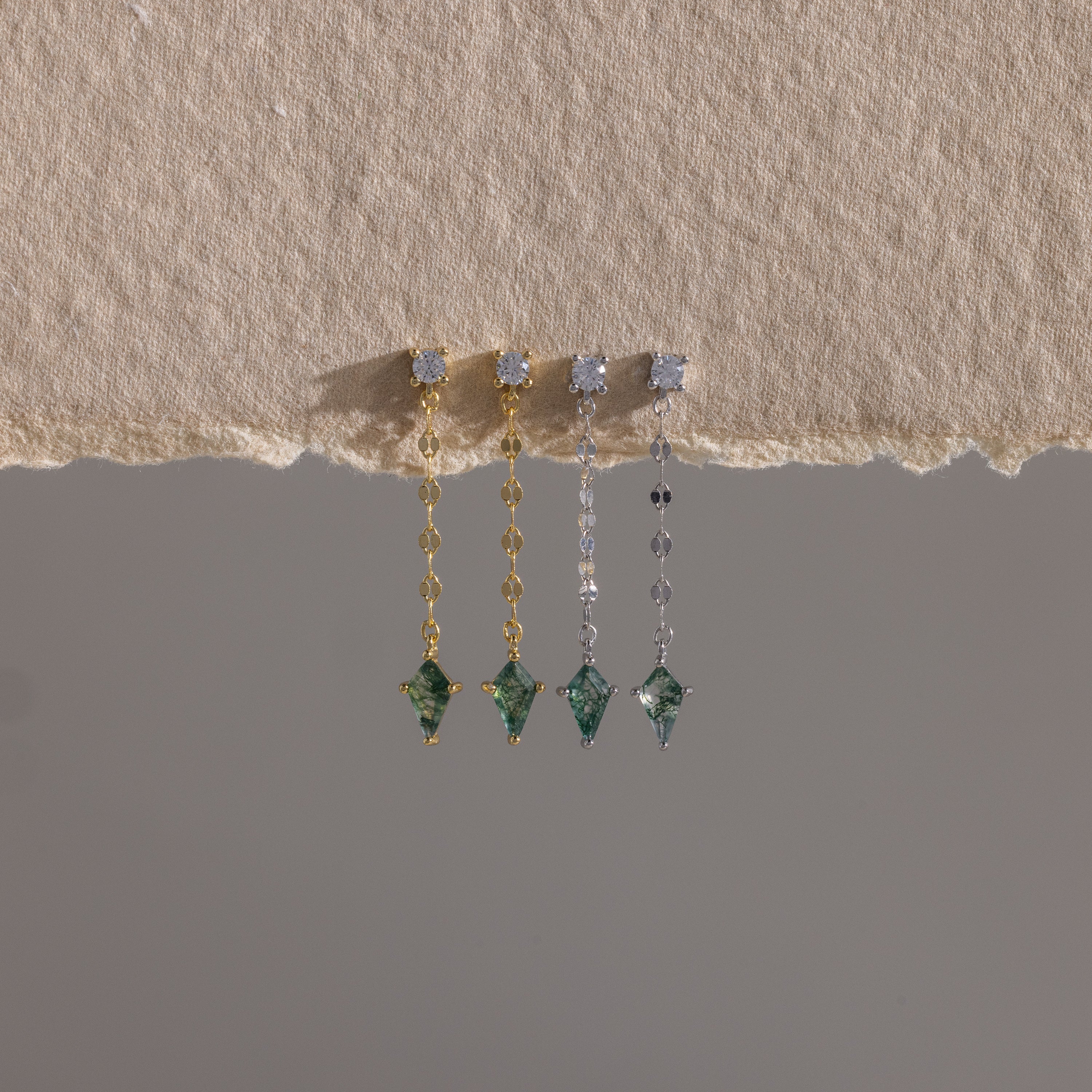 Agate Diamond Dangle Earrings - Image 6