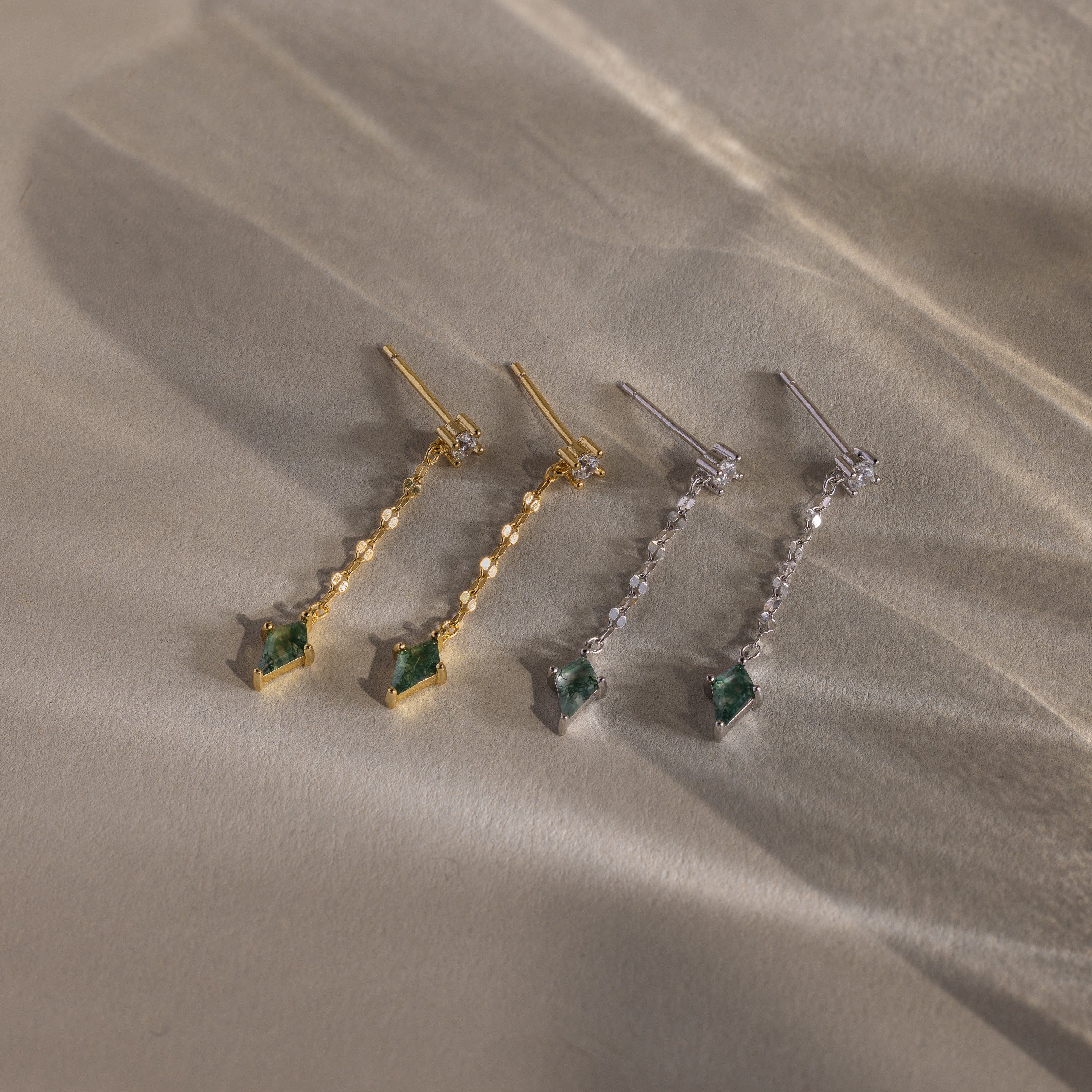 Agate Diamond Dangle Earrings - Image 8