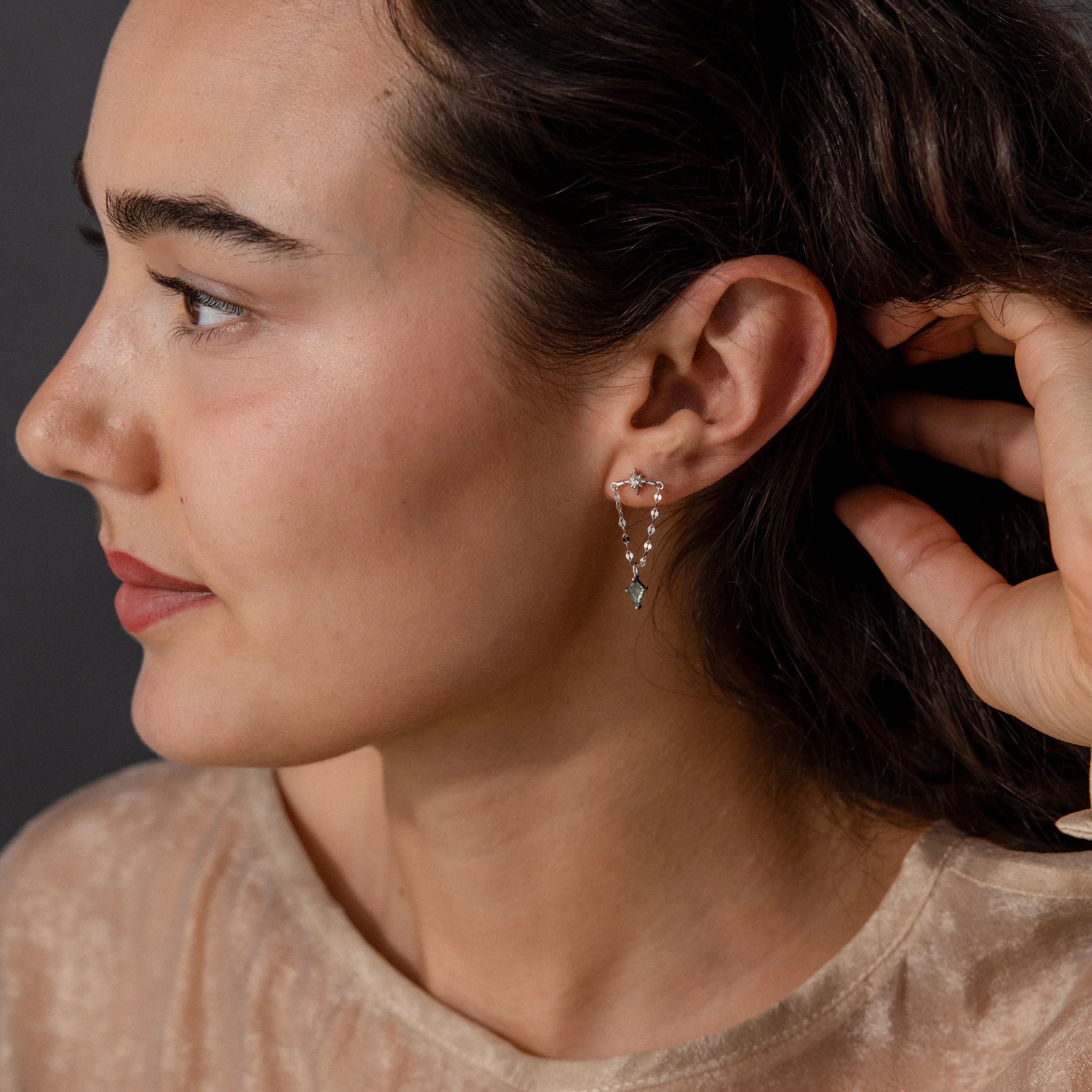 Agate Star Chain Earrings - Image 5