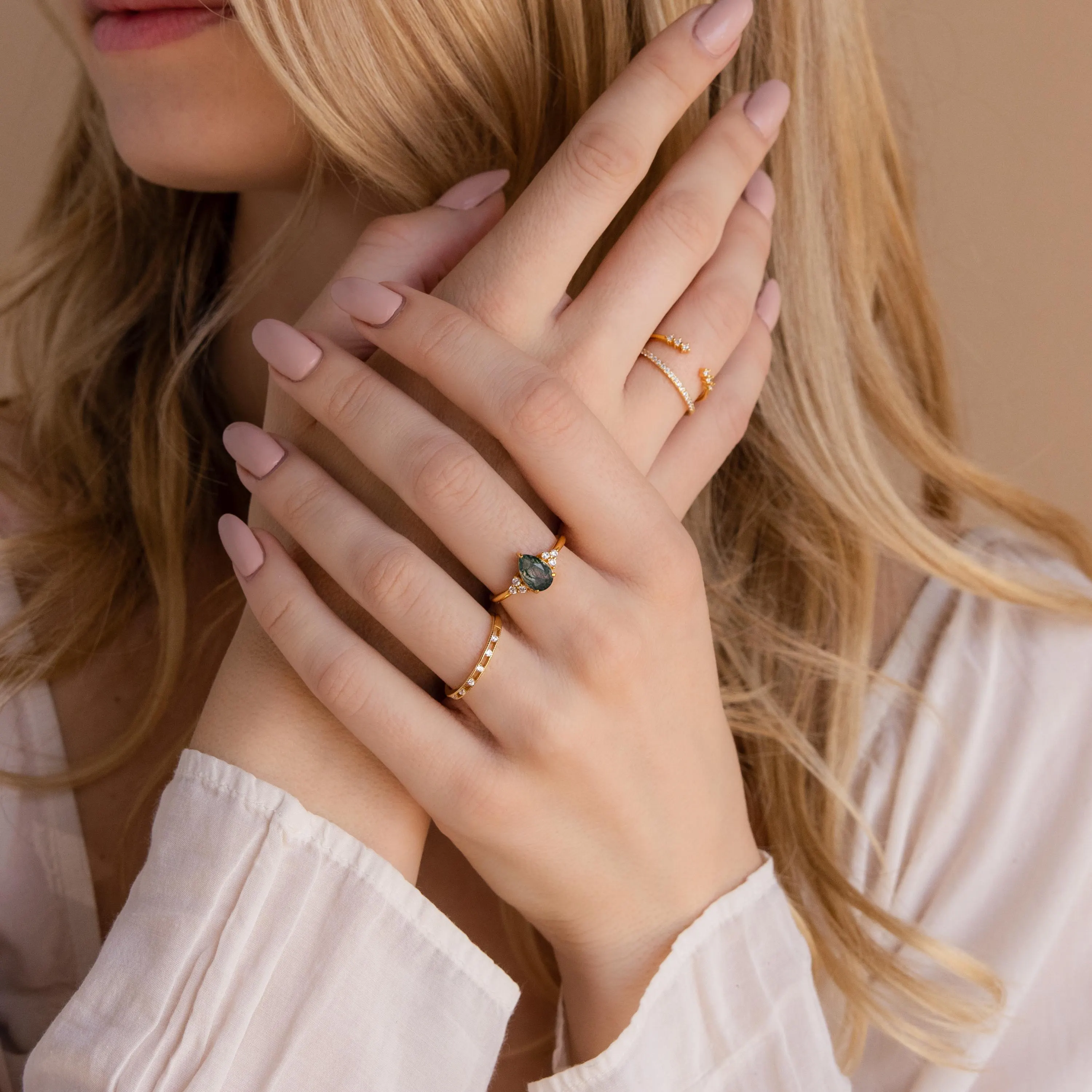 Agate Teardrop Ring in Silver - Image 5