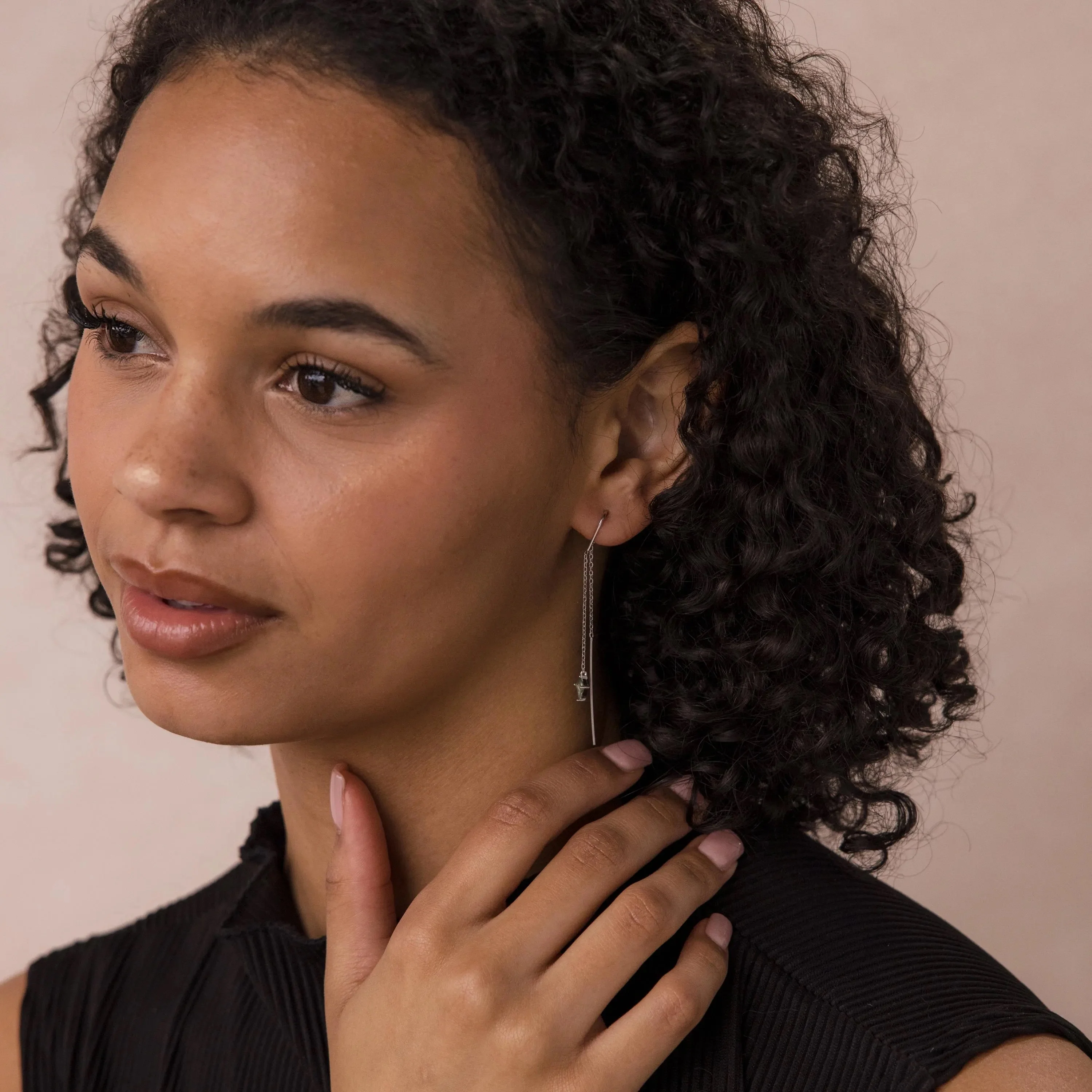 Agate Threader Earrings - Image 4