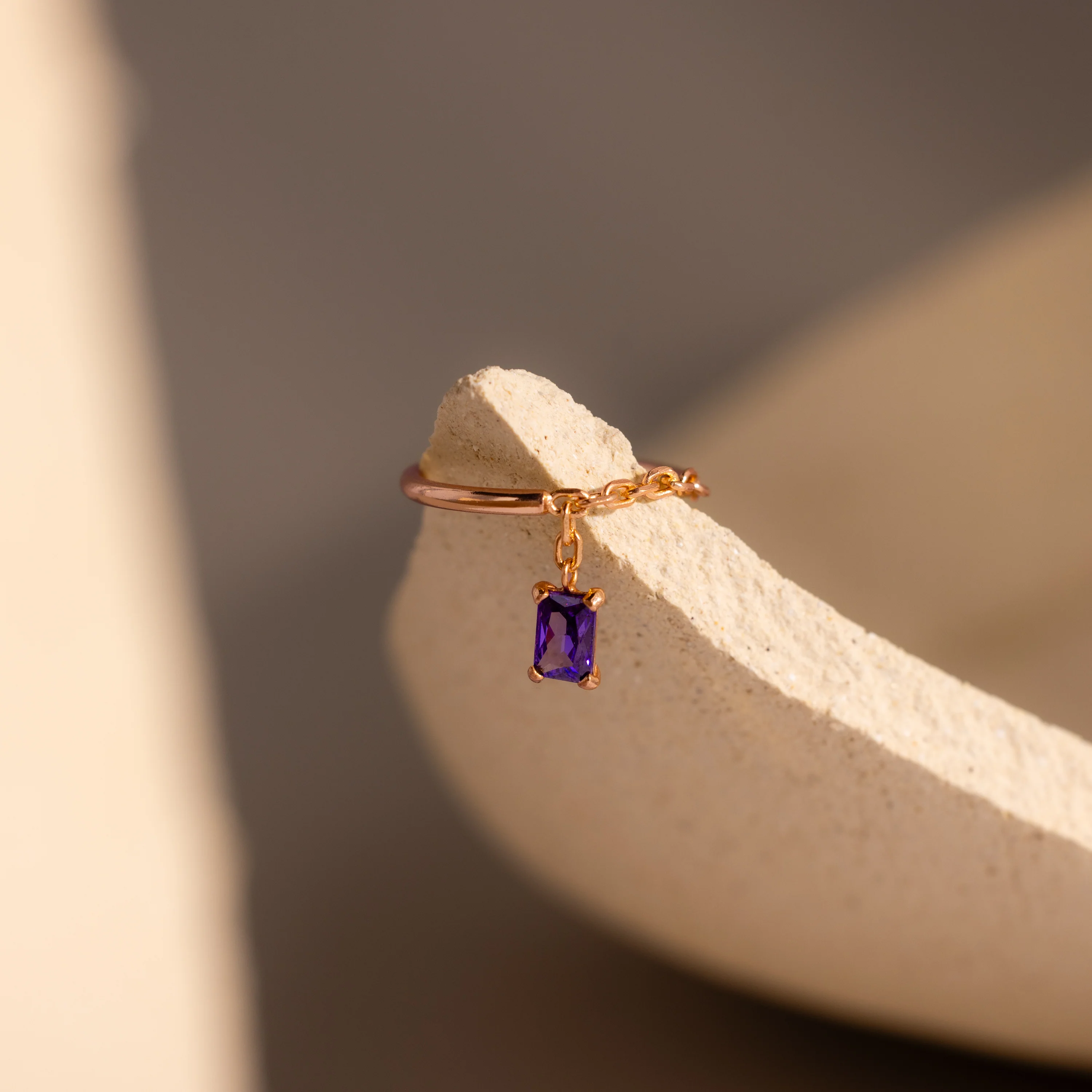 Amethyst Drop Chain Ring - Image 5