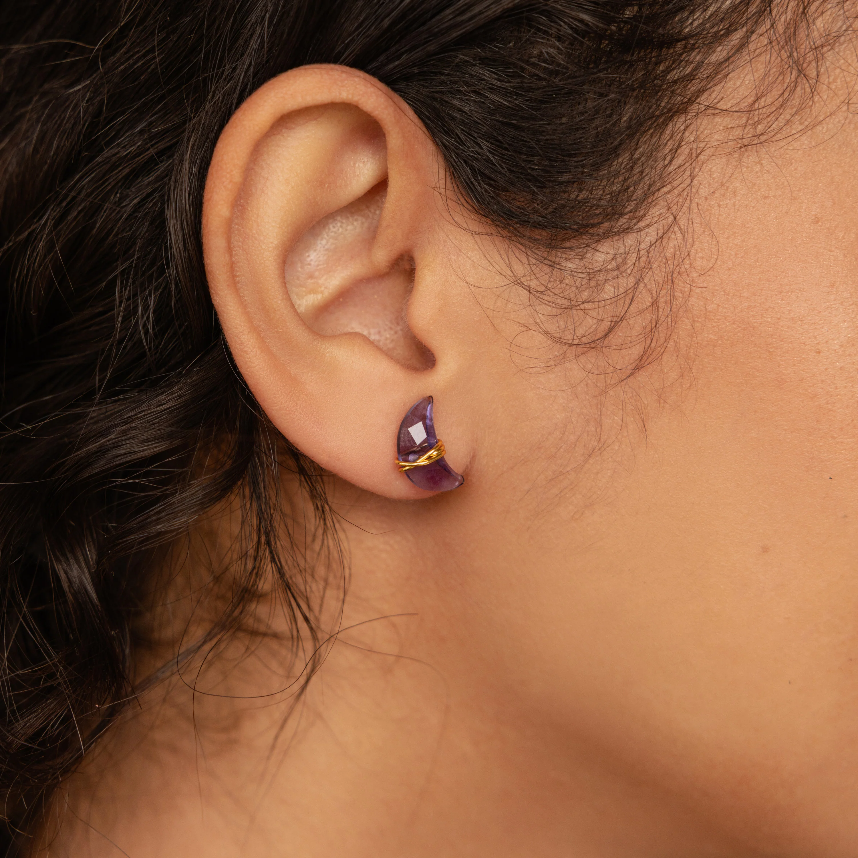 Amethyst Moon & Star Studs - Image 7