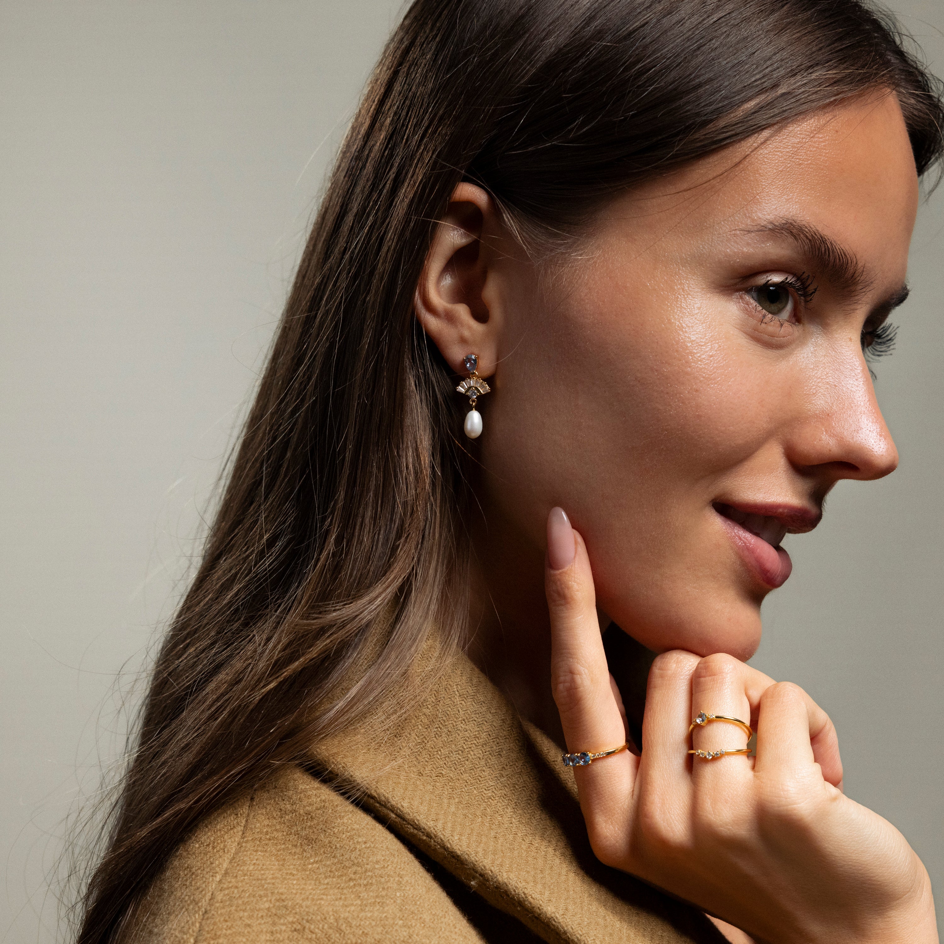 Aquamarine Pearl Drop Earrings - Image 7