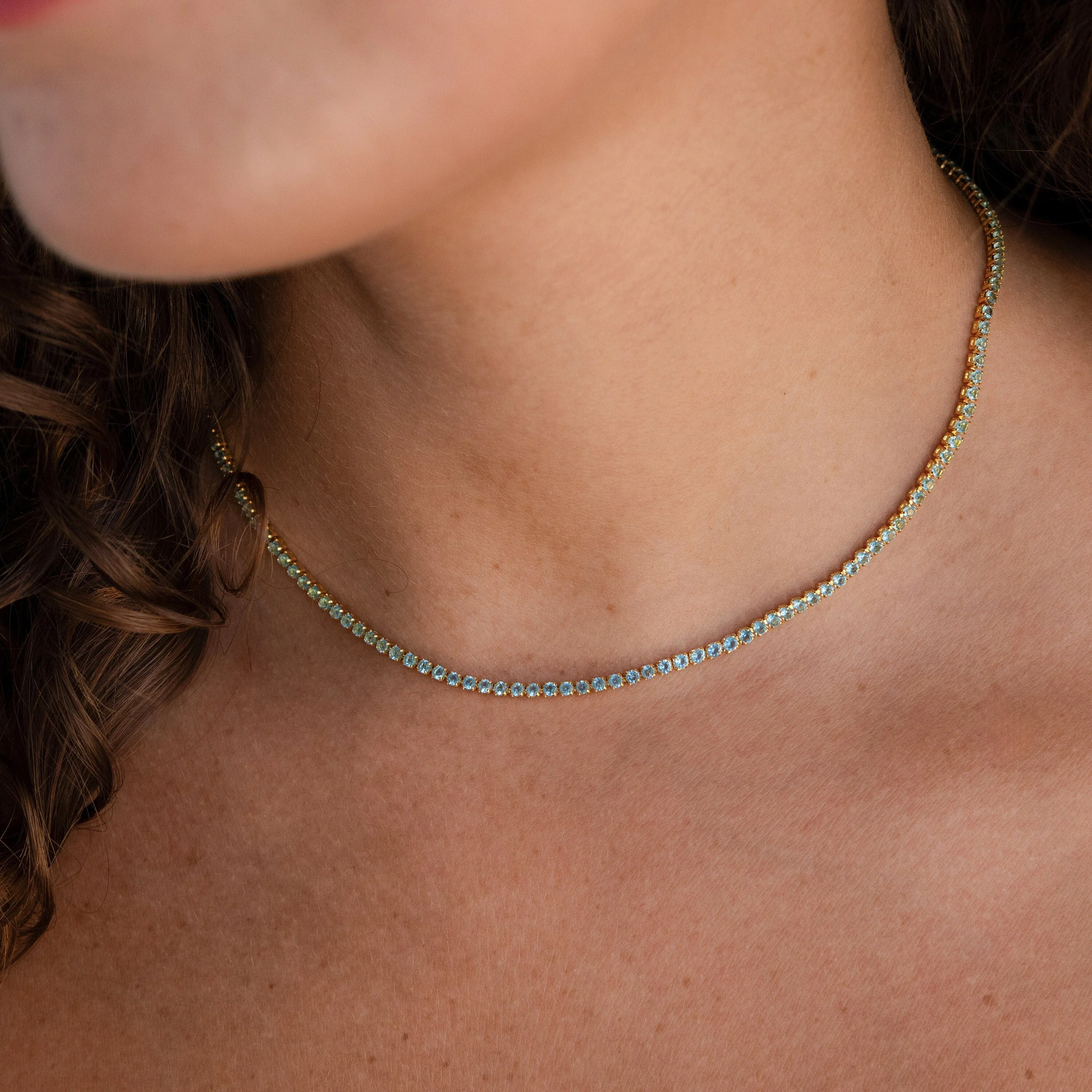 Aquamarine Tennis Choker Necklace - Image 4
