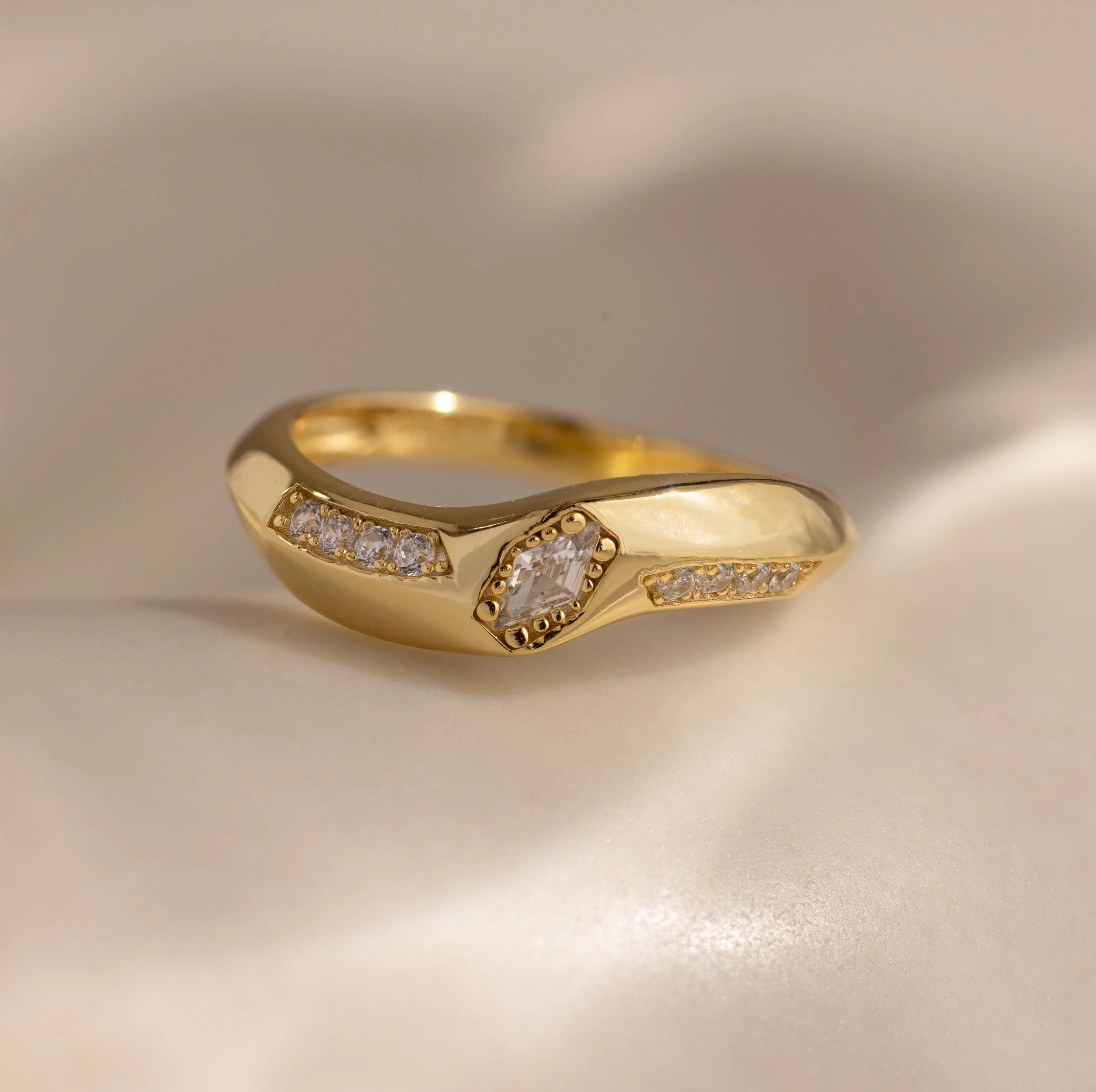 Art Deco Diamond Wave Ring