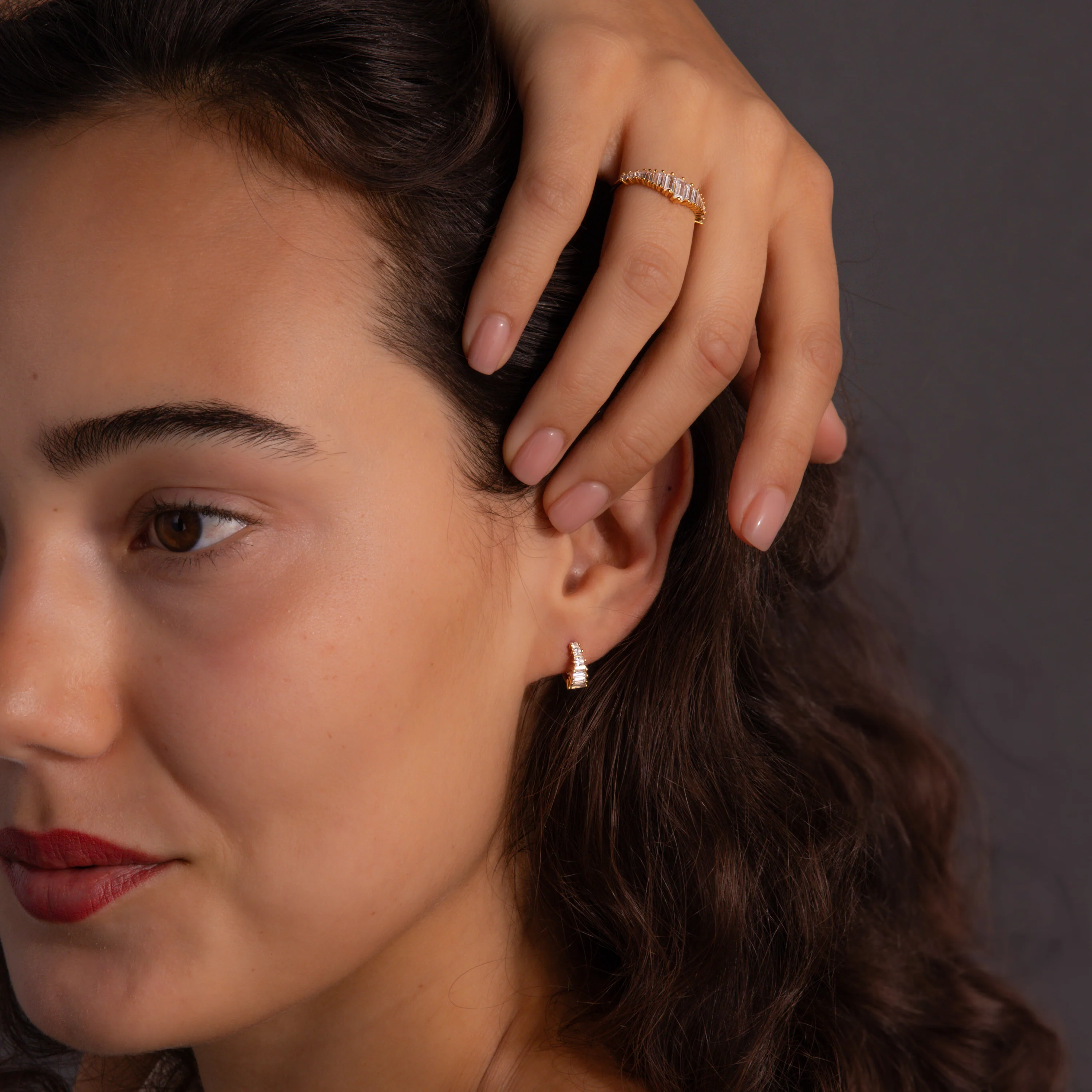 Art Deco Diamond Earrings & Ring Set in 18K Gold - Image 2