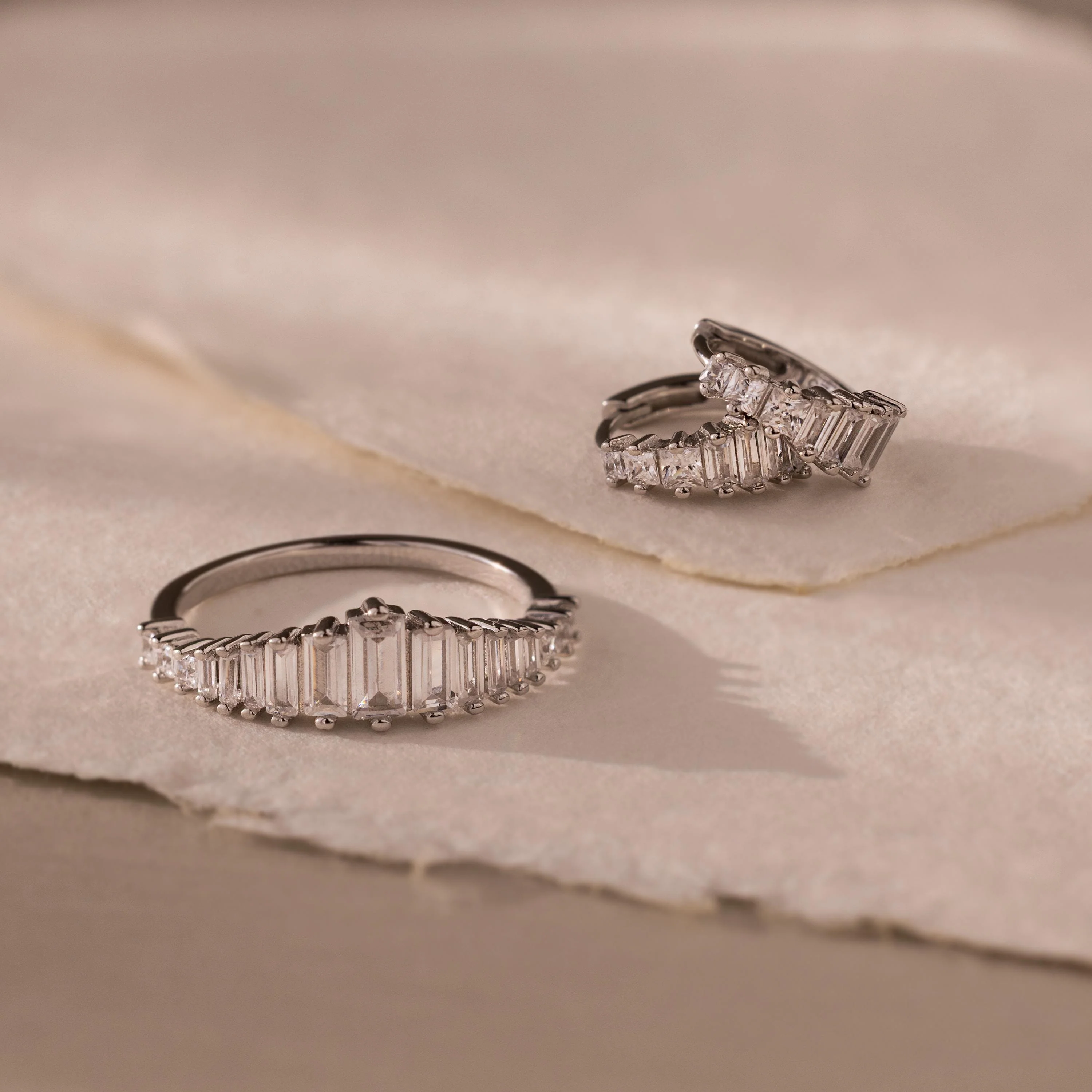 Art Deco Diamond Earrings & Ring Set - Image 3
