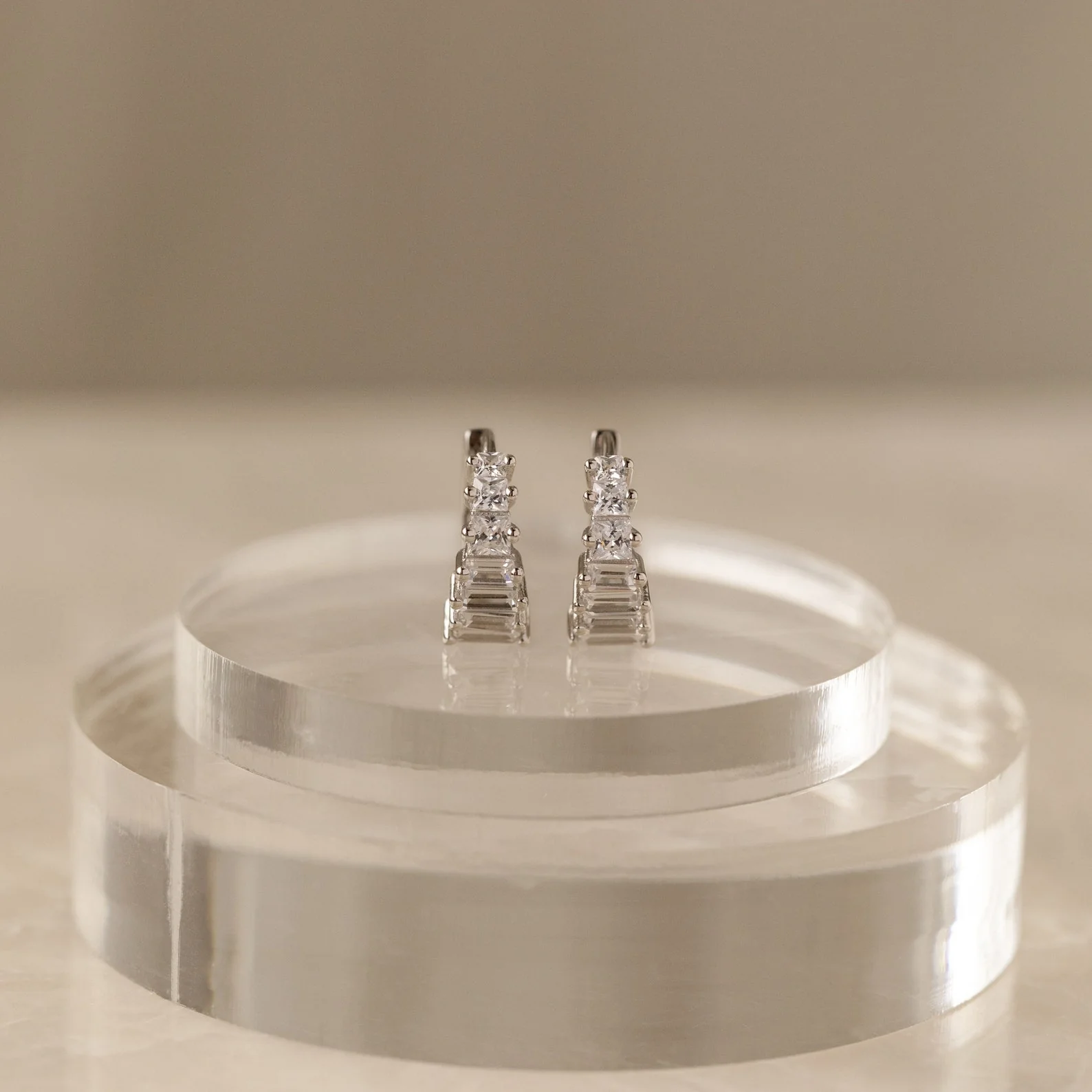 Art Deco Diamond Earrings & Ring Set in Silver - Image 3