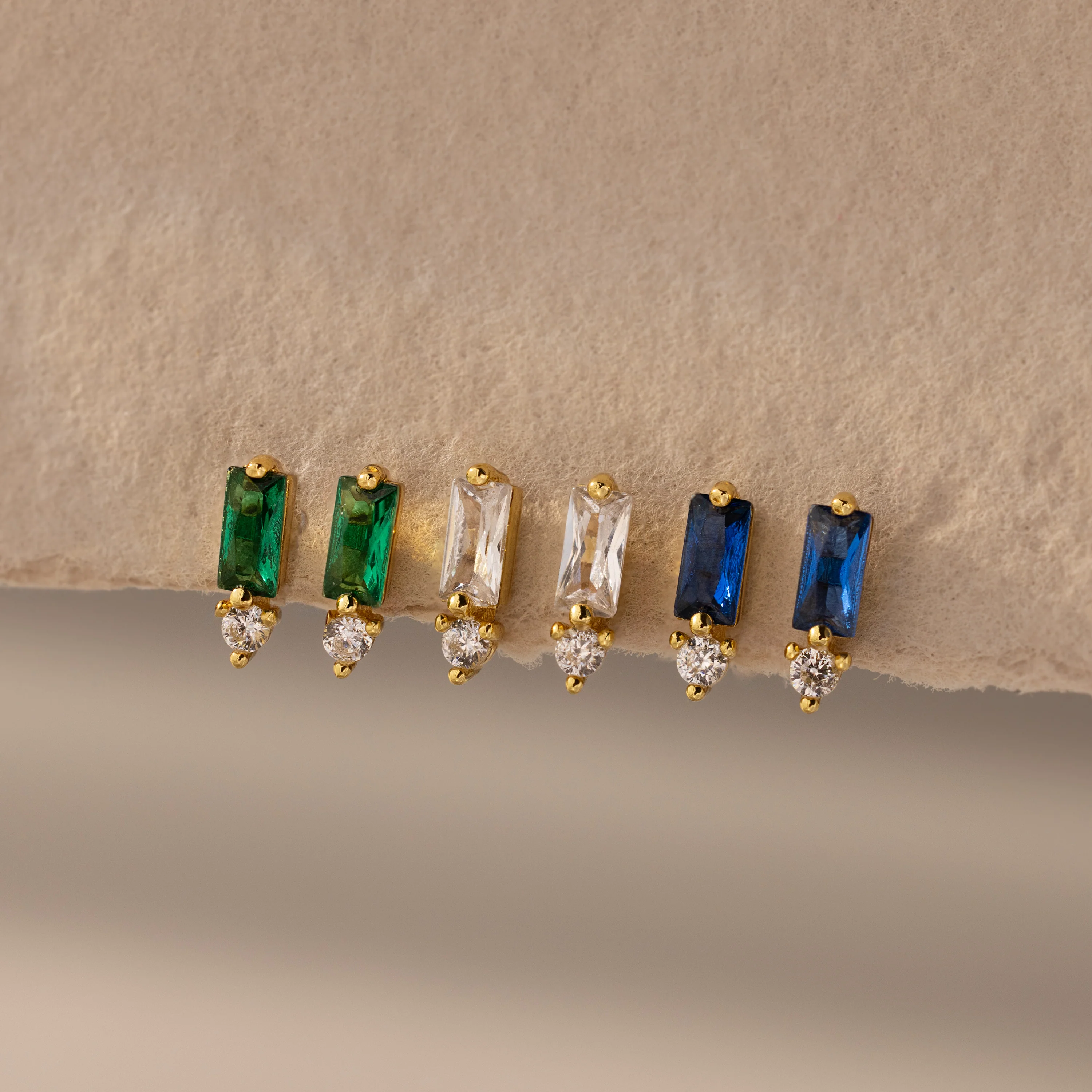 Baguette Emerald Drop Studs - Image 5