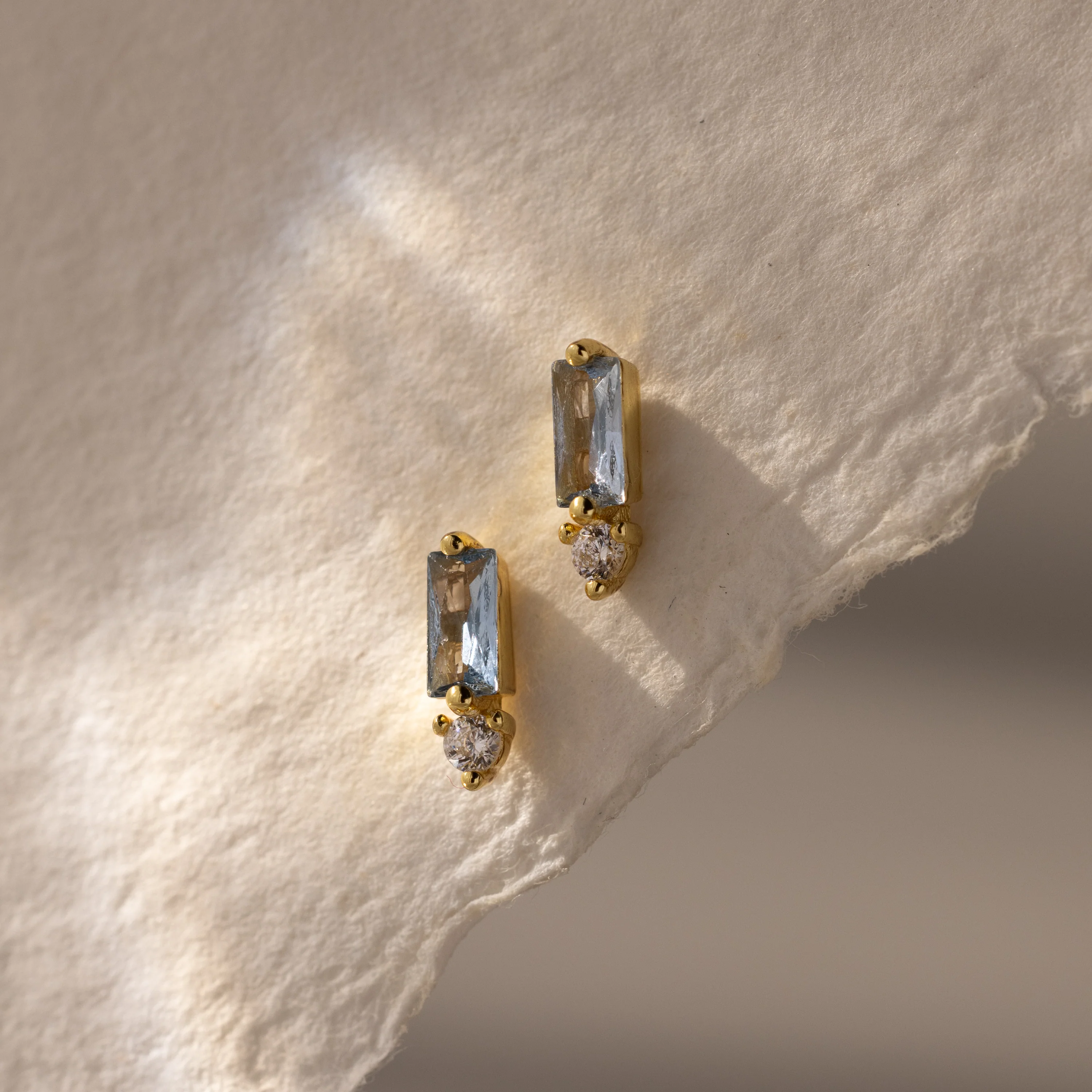 Baguette Aquamarine Drop Studs