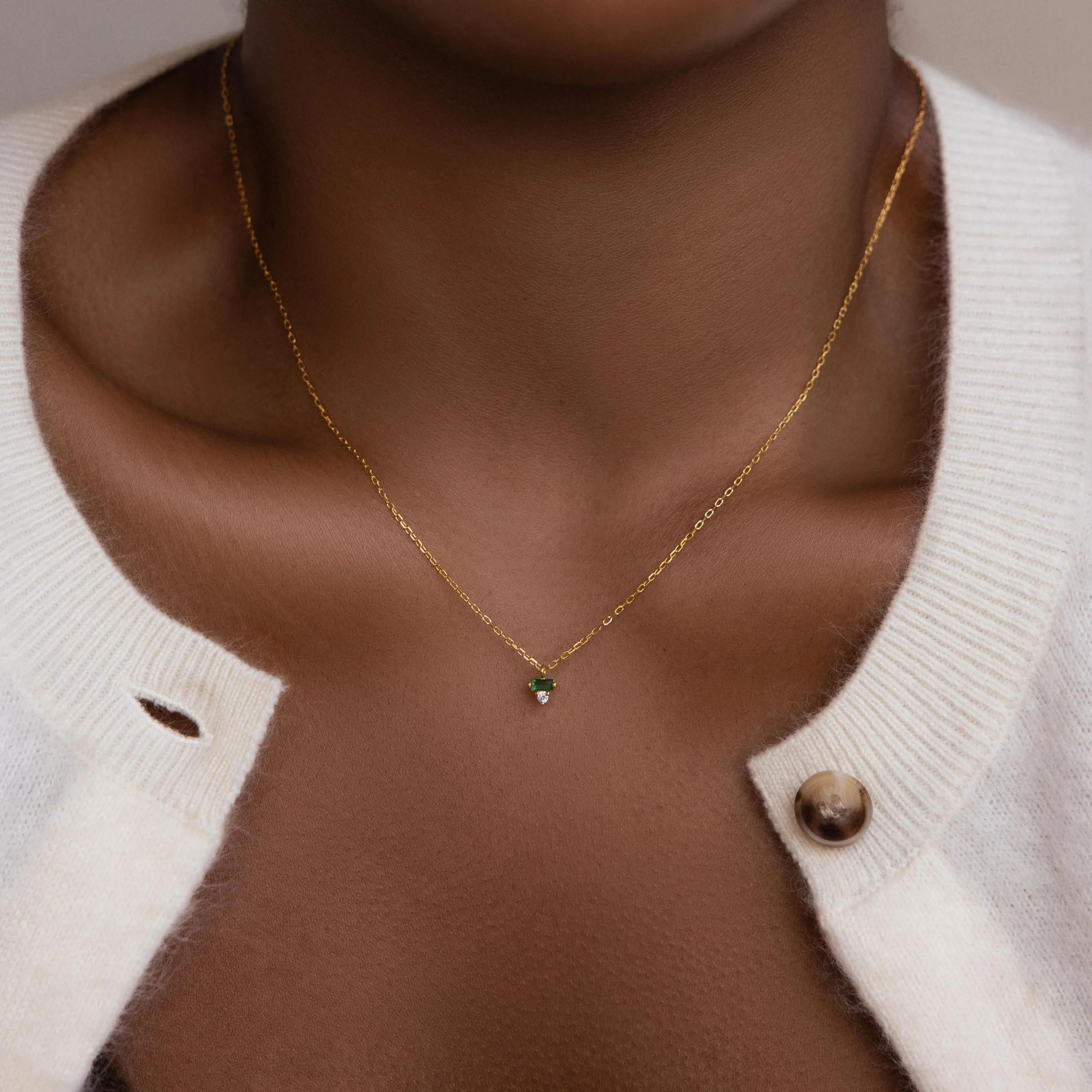 Baguette Birthstone Drop Necklace - Image 4