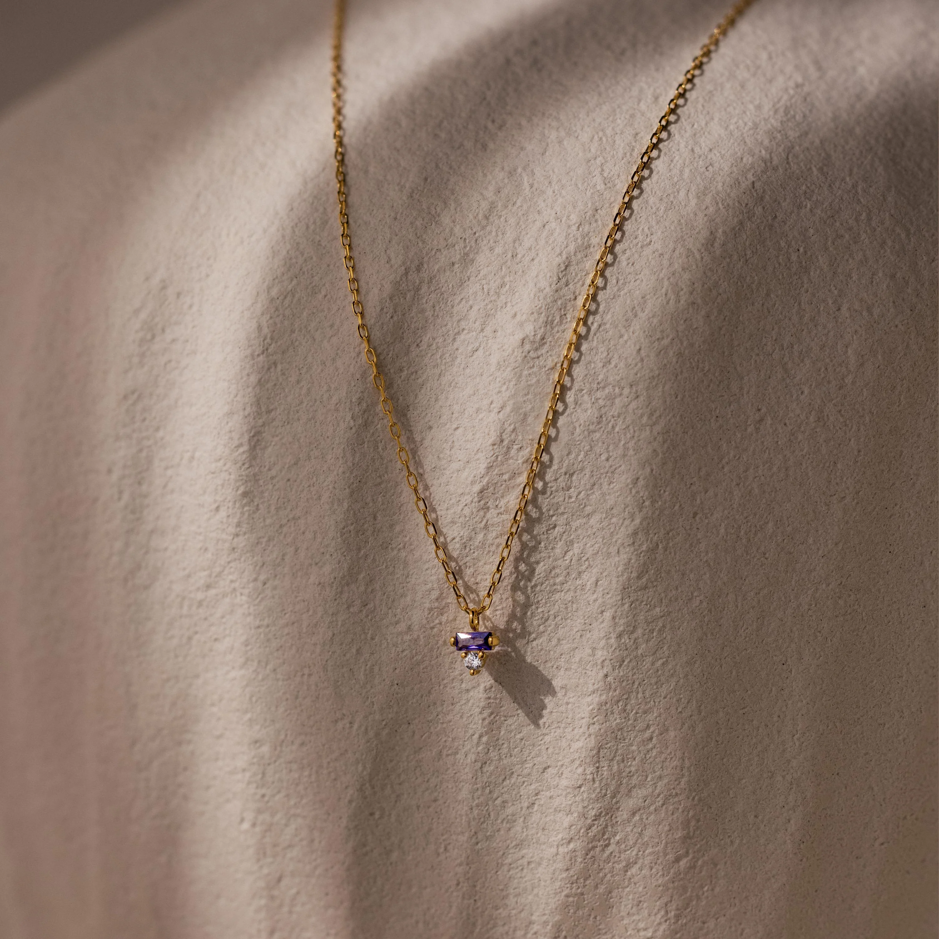 Baguette Birthstone Drop Necklace - Image 7