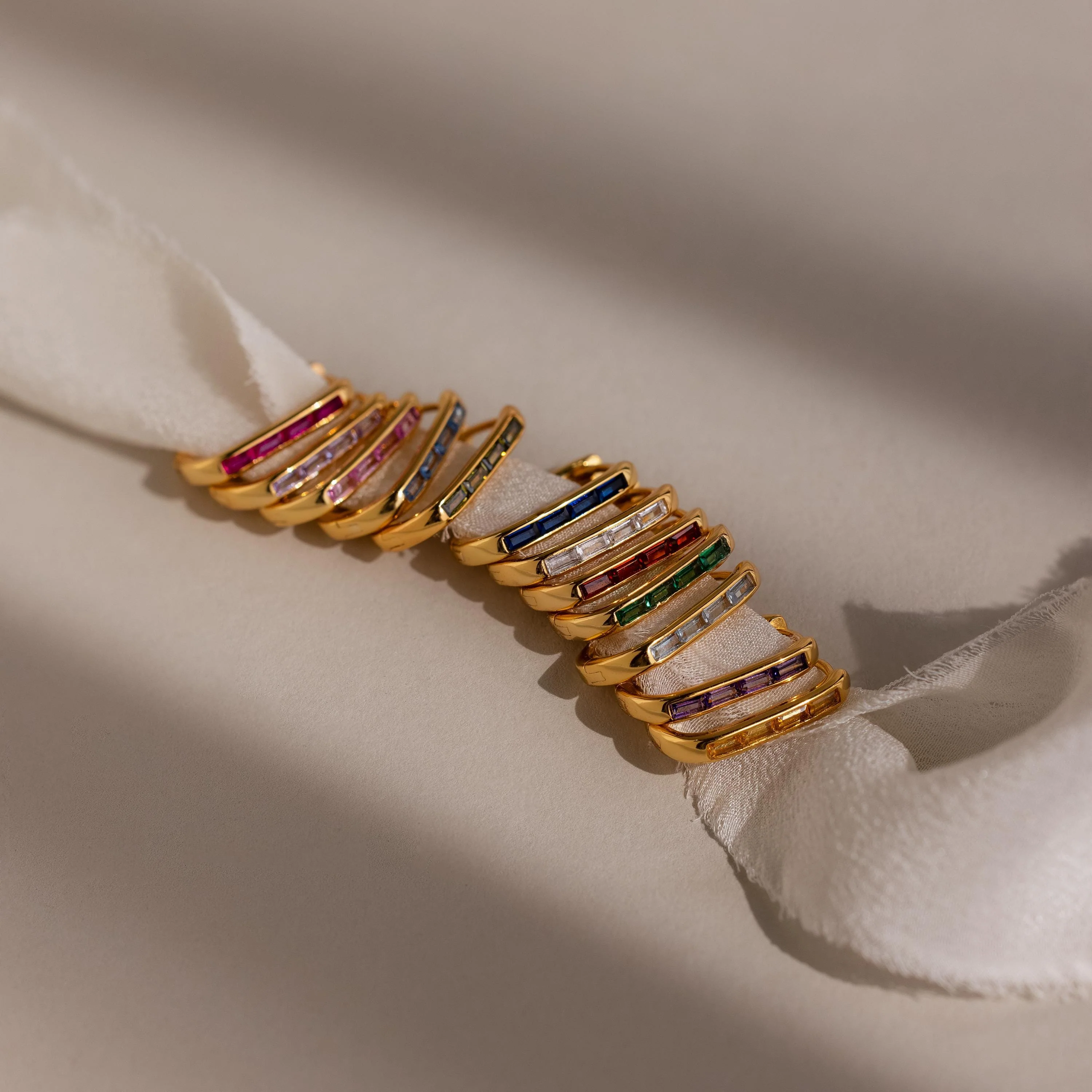 Baguette Birthstone Link Earrings - Image 3