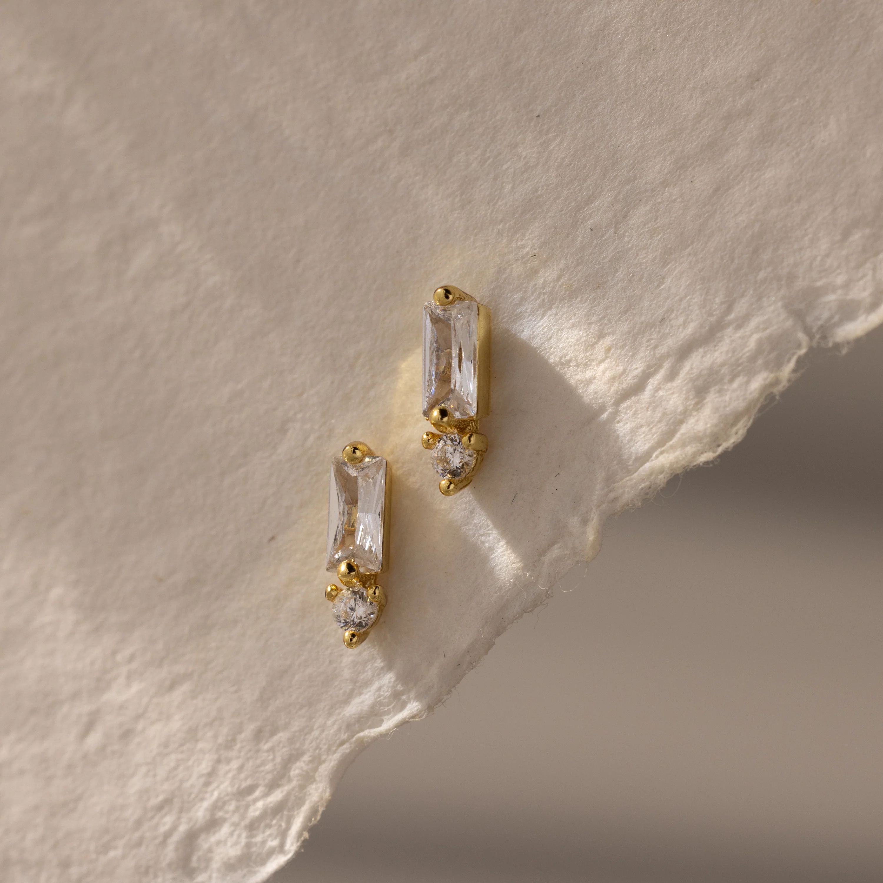 Baguette Diamond Drop Studs