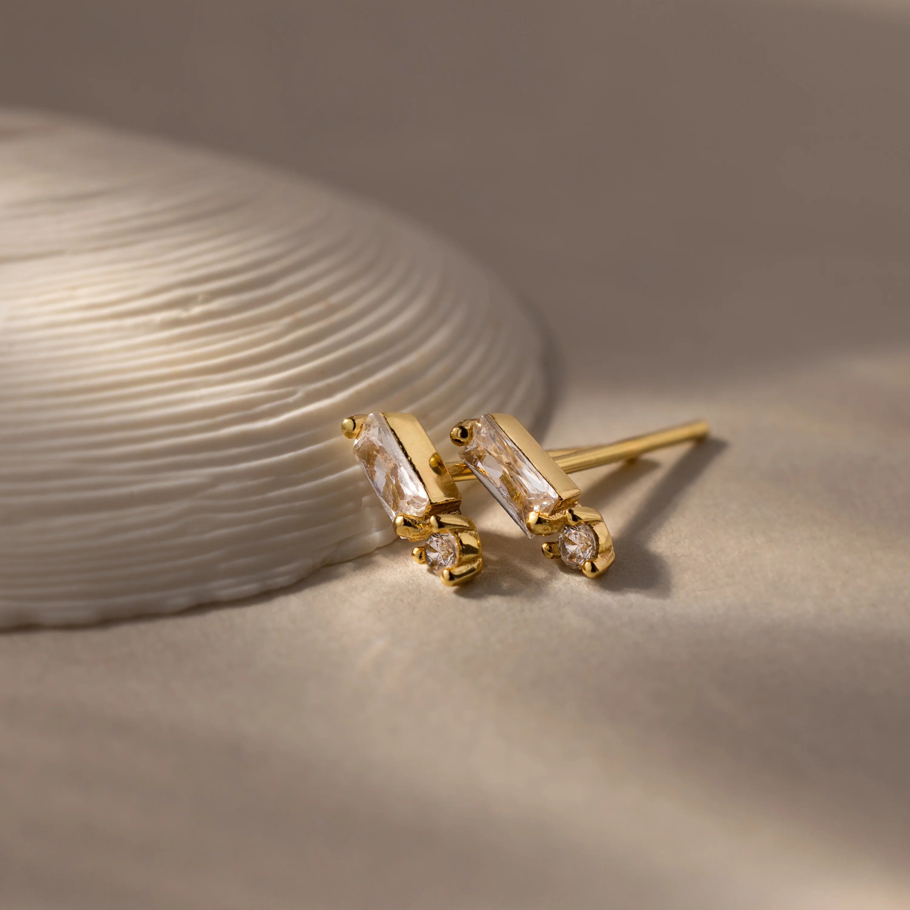Baguette Diamond Drop Studs - Image 3