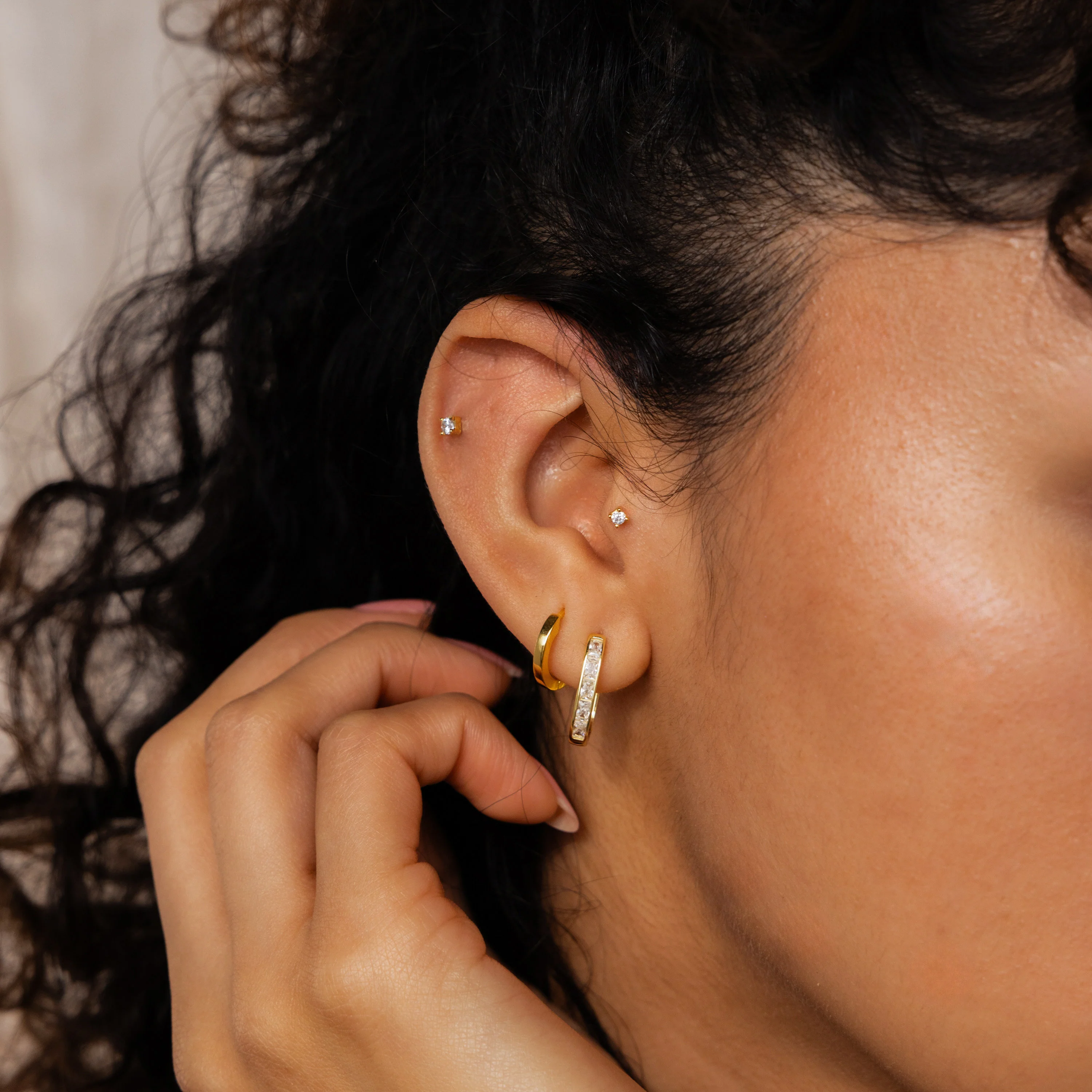 Baguette Link Hoops - Image 6