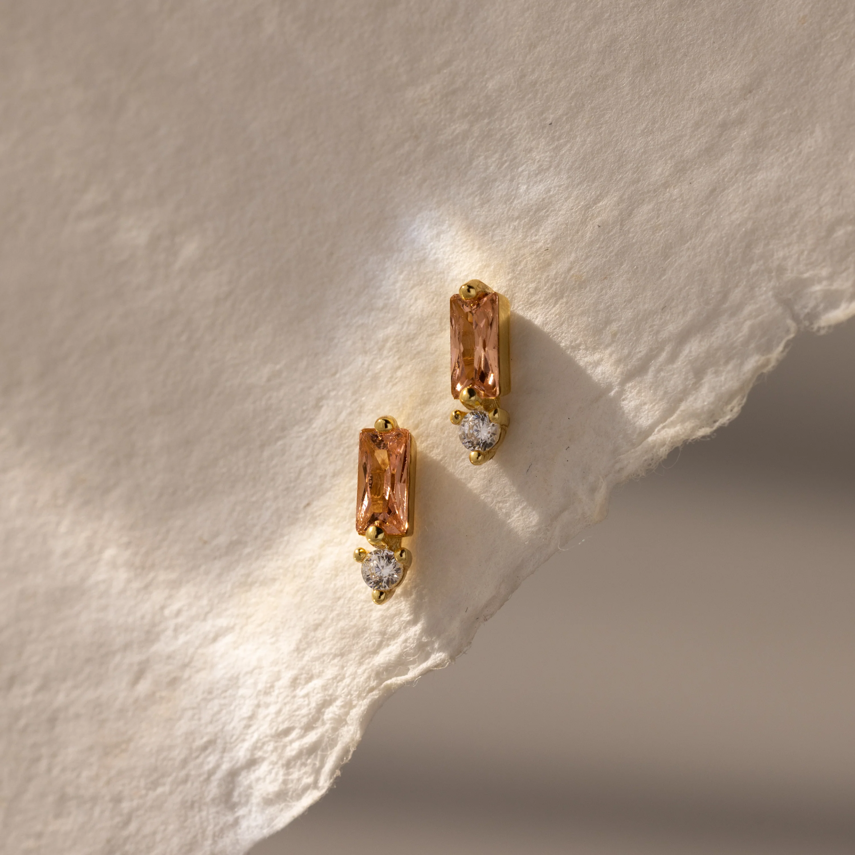 Baguette Topaz Drop Studs