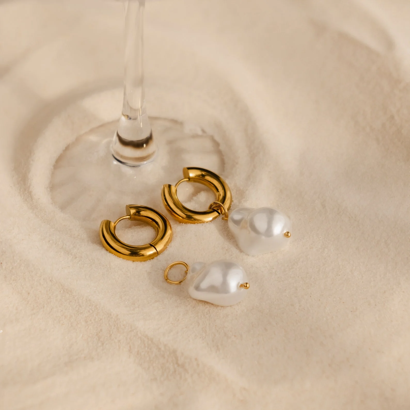 Baroque Pearl Drop Hoops - Image 7