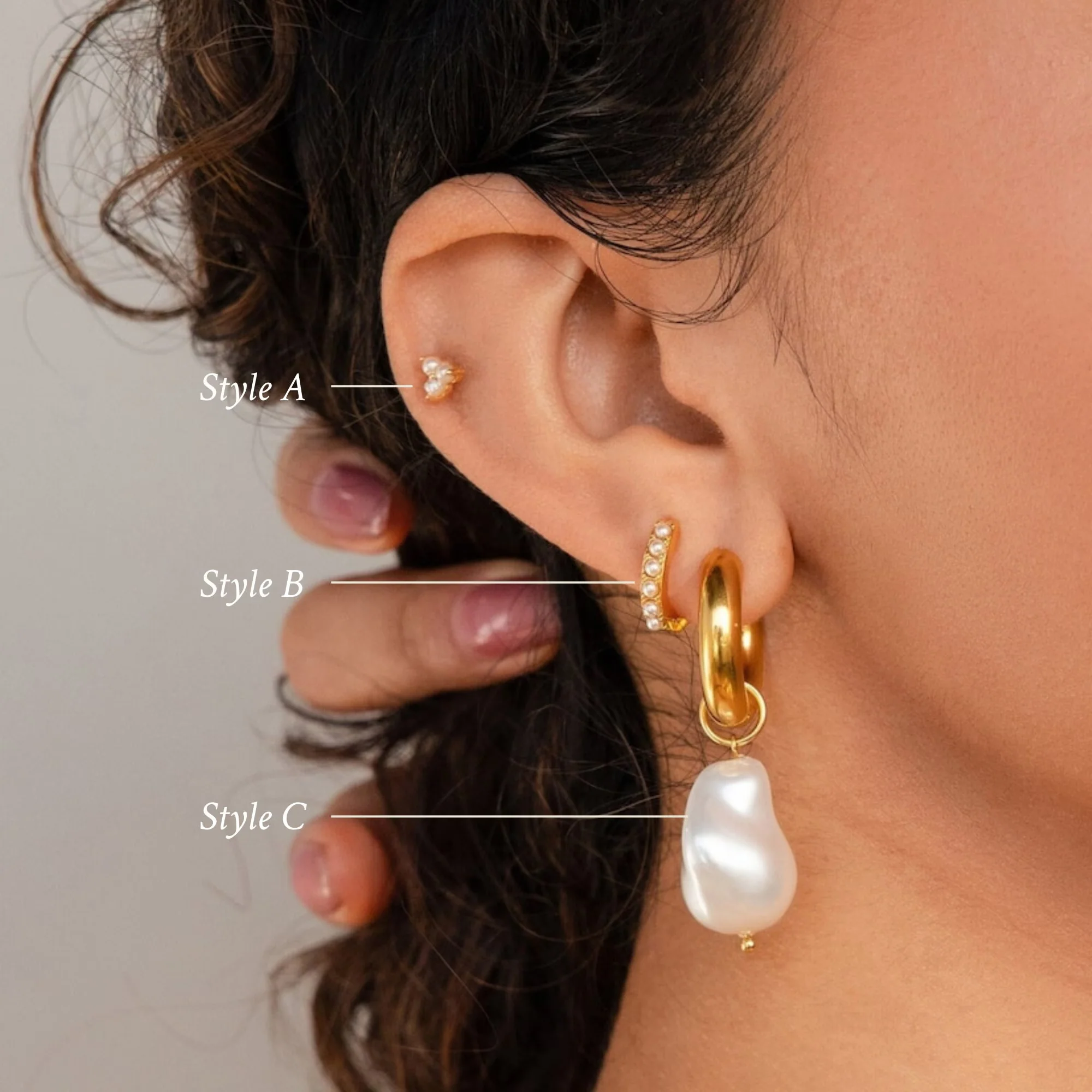 Baroque Pearl Earrings Set - Image 2