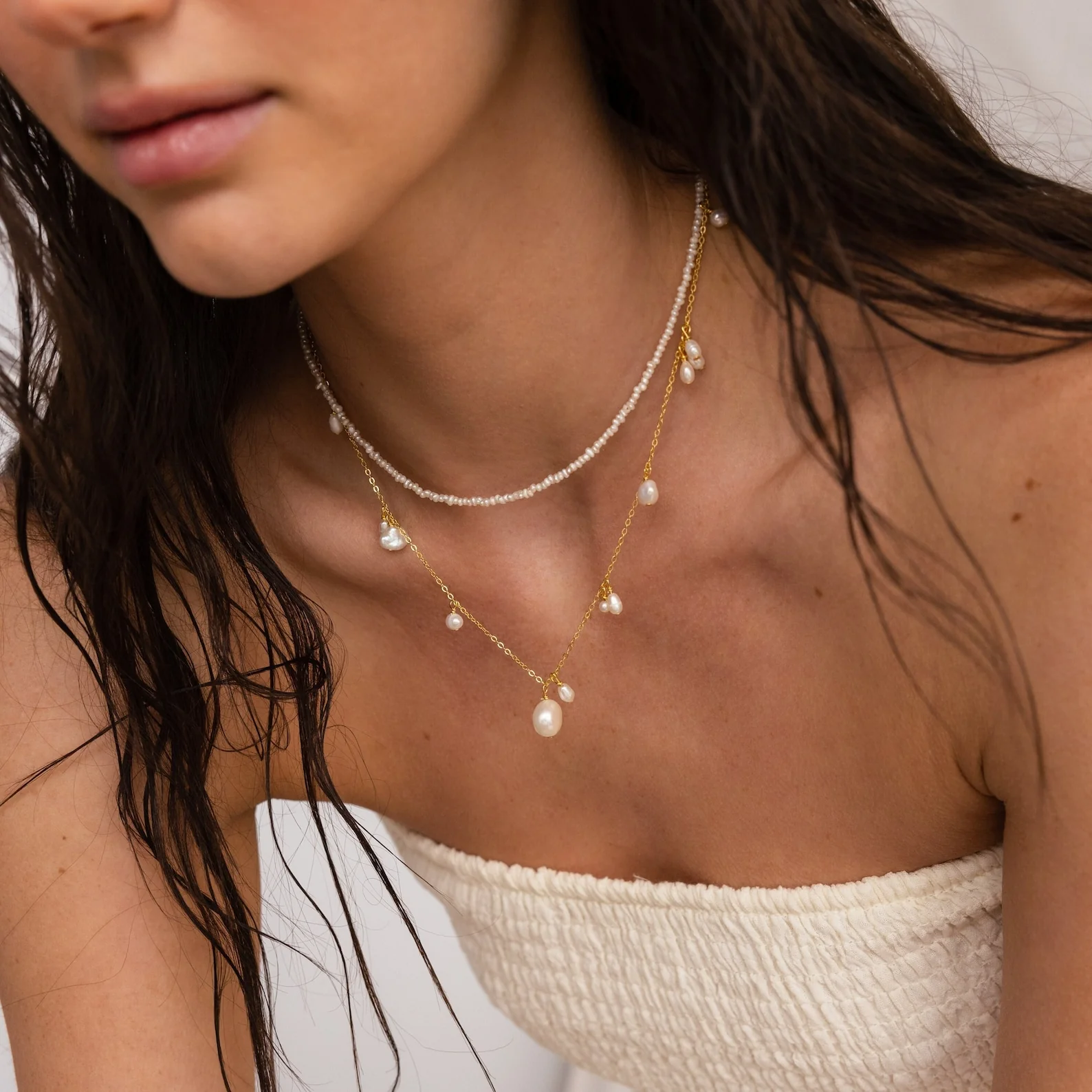 Baroque Pearl Station Necklace - Image 7