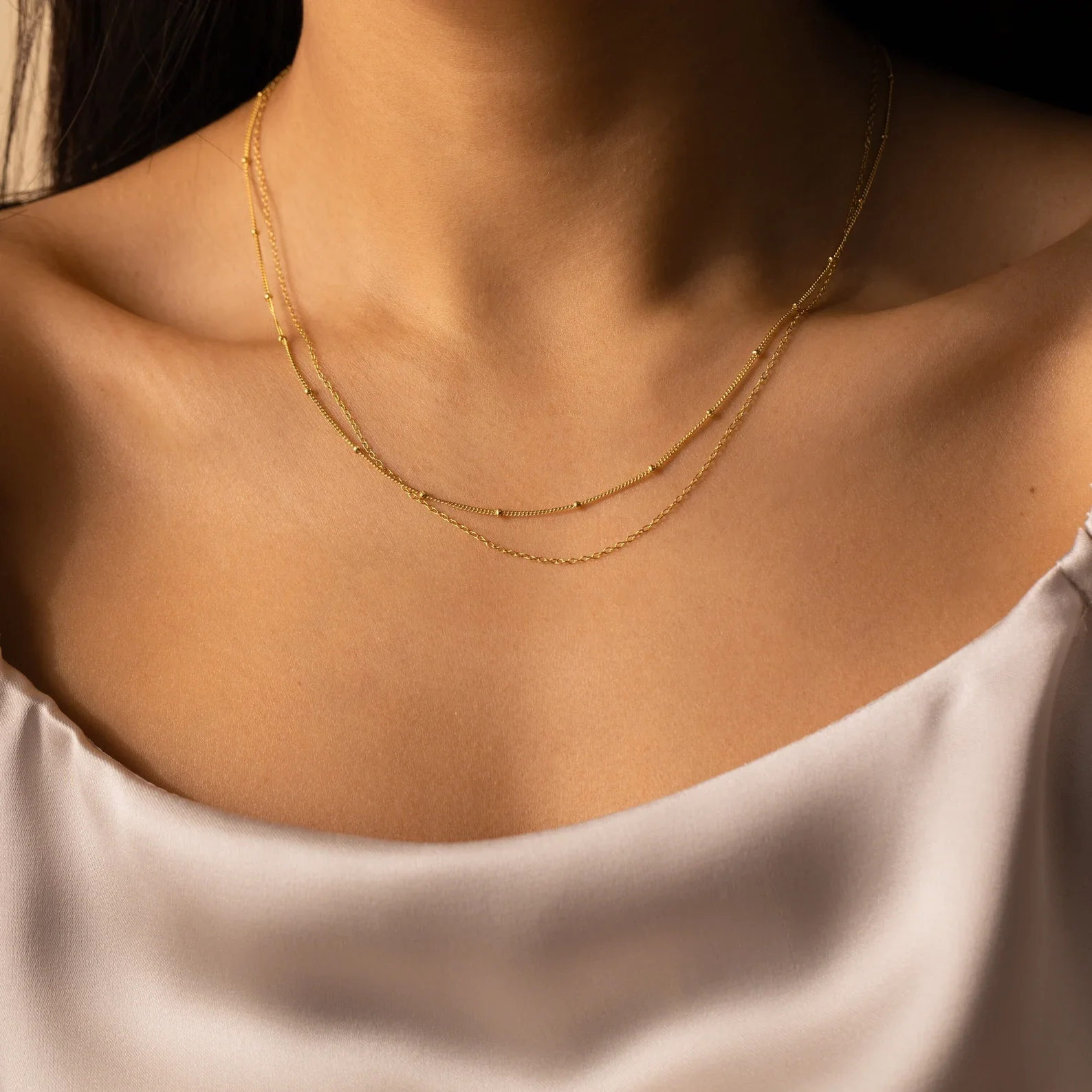 Beaded Duo Chain Necklace - Image 3