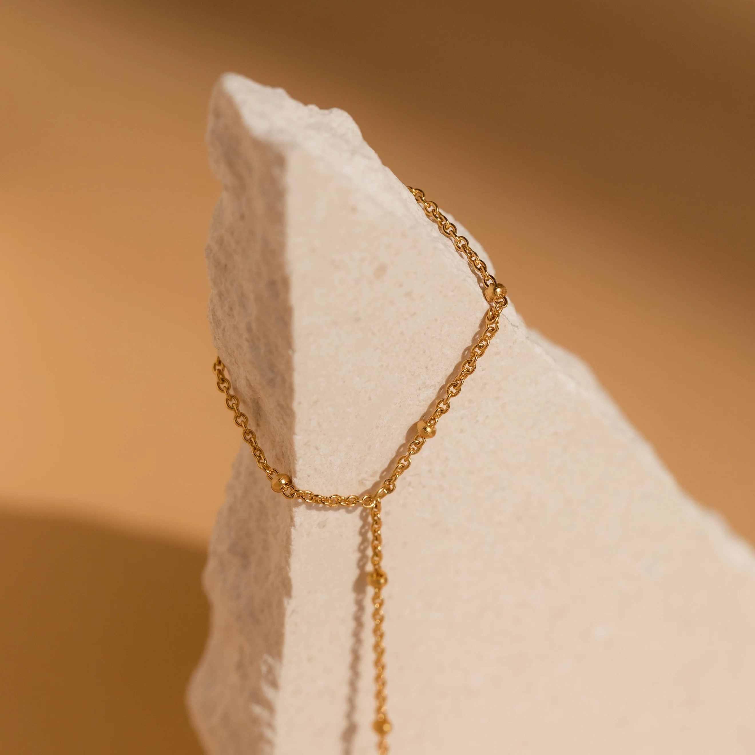 Beaded Hand Chain Bracelet in 18K Gold - Image 4