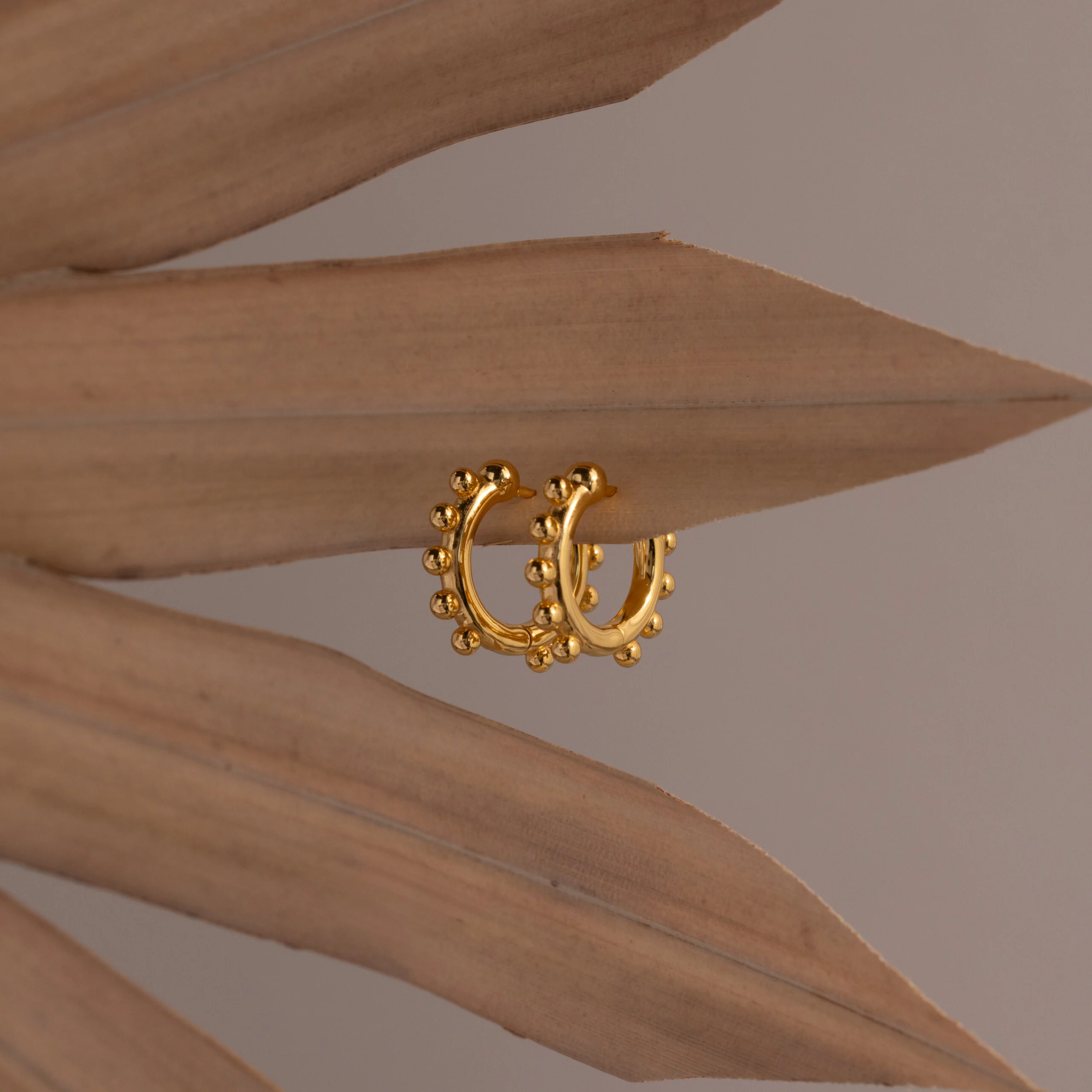 Beaded Hoops in 18K Gold