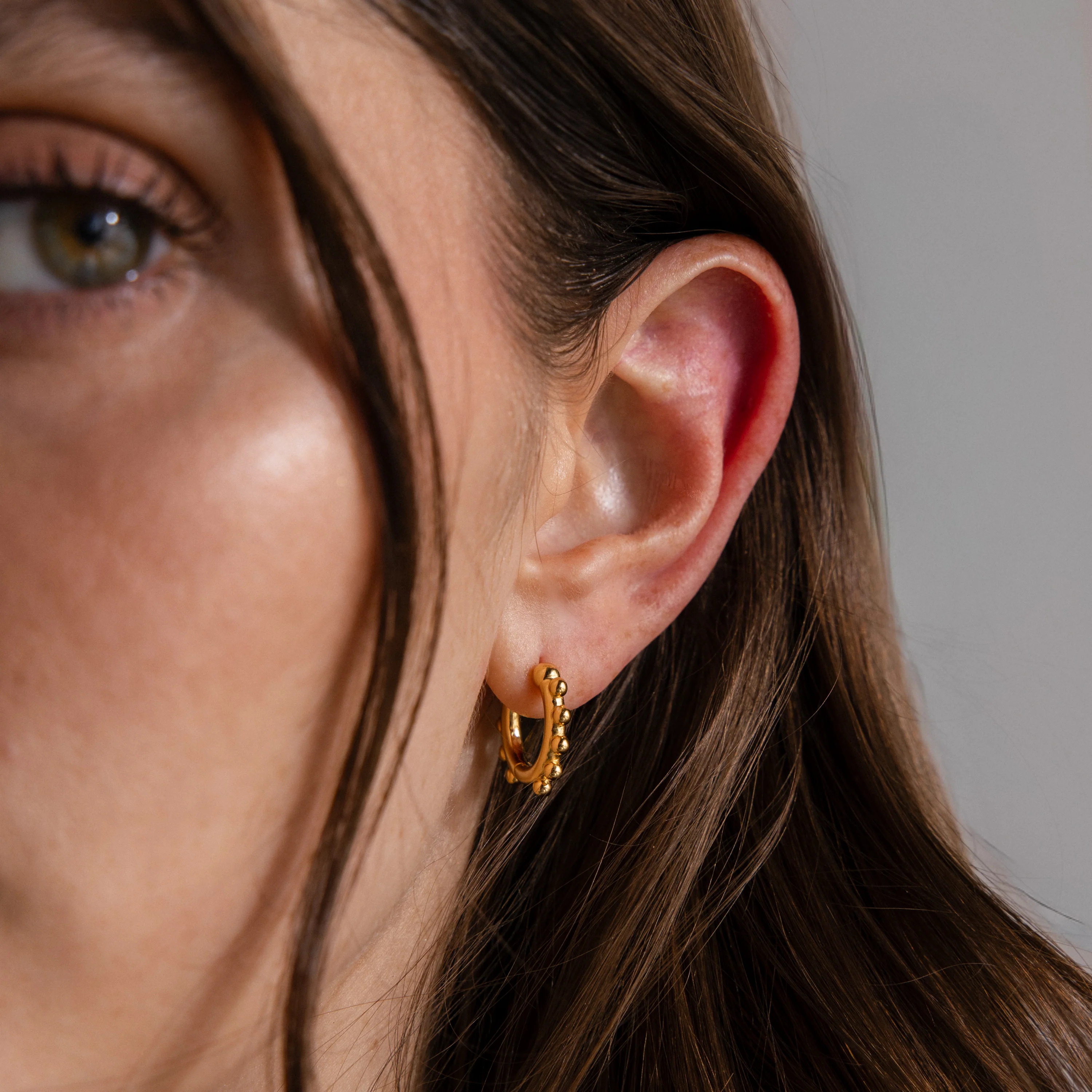 Beaded Hoops in 18K Gold - Image 2