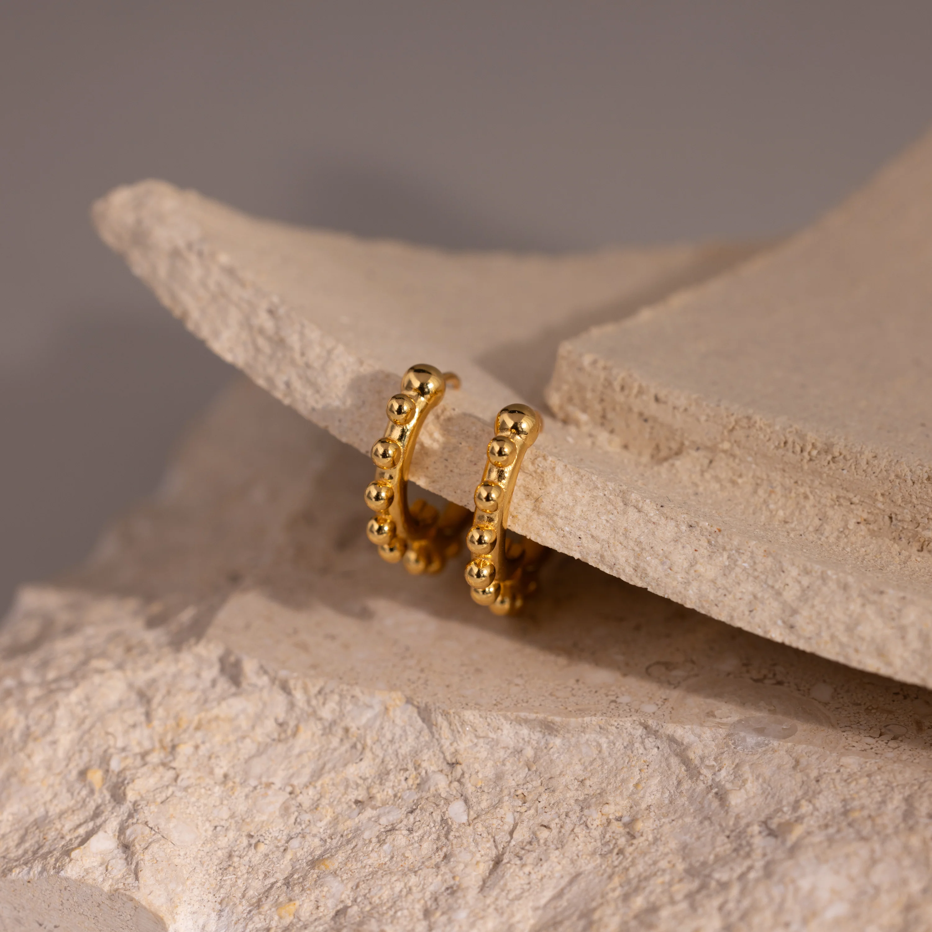 Beaded Hoops in 18K Gold - Image 5