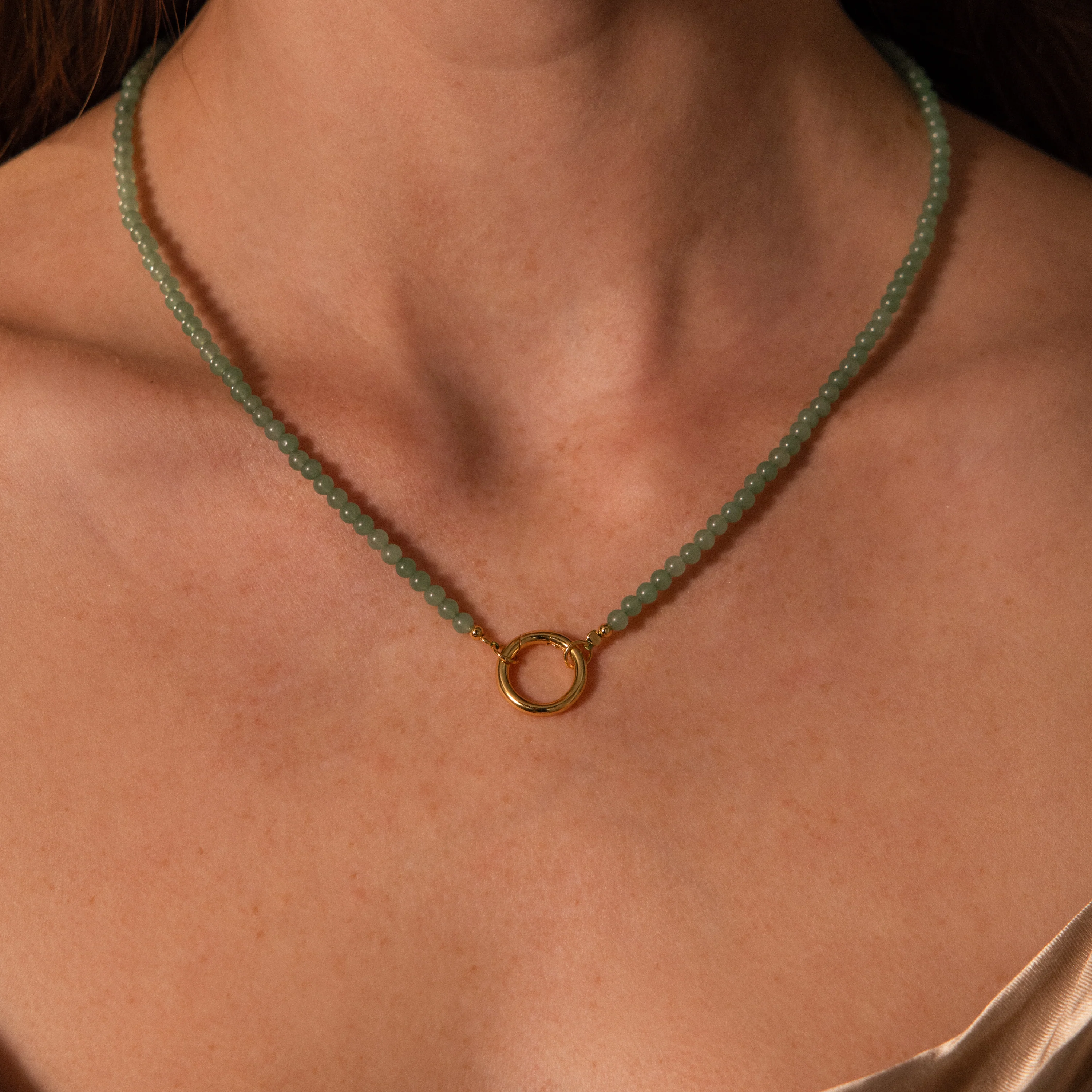 Beaded Jade Charm Necklace in 18K Gold - Image 2