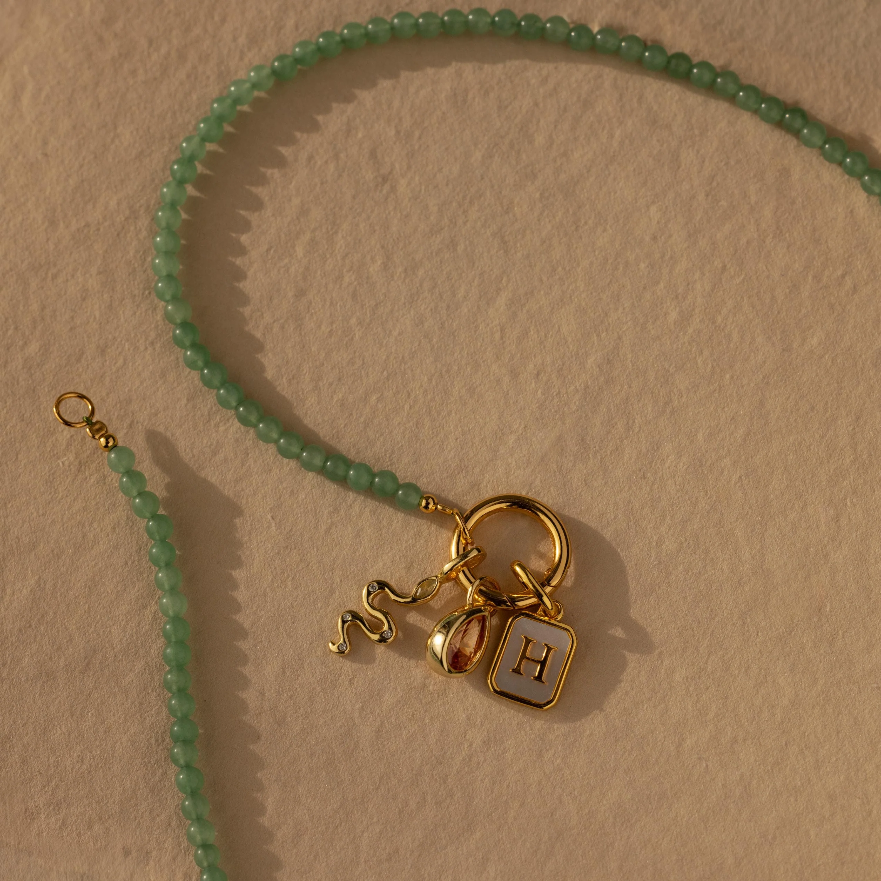 Beaded Jade Charm Necklace in 18K Gold - Image 7
