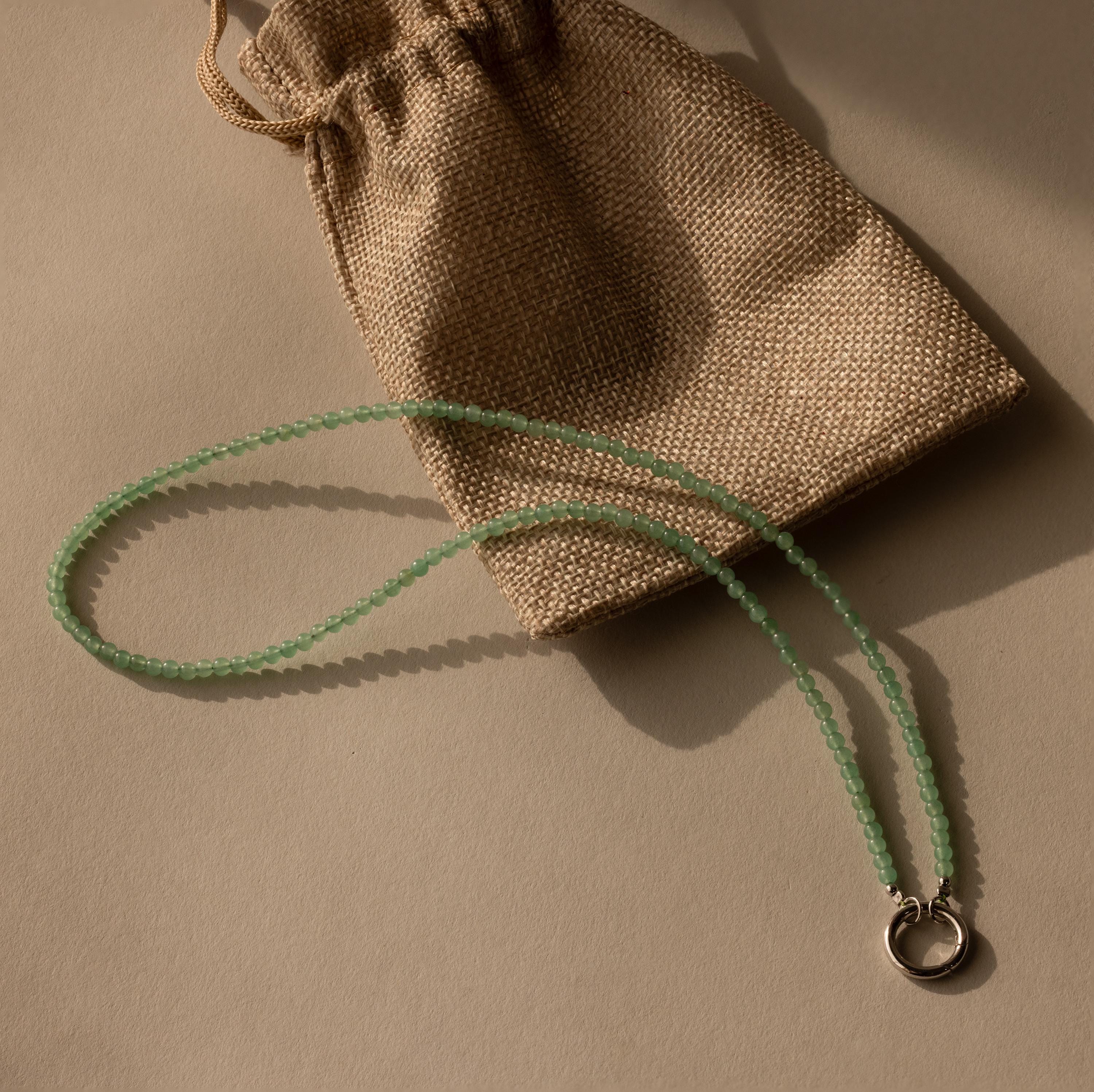 Beaded Jade Charm Necklace in Silver - Image 5