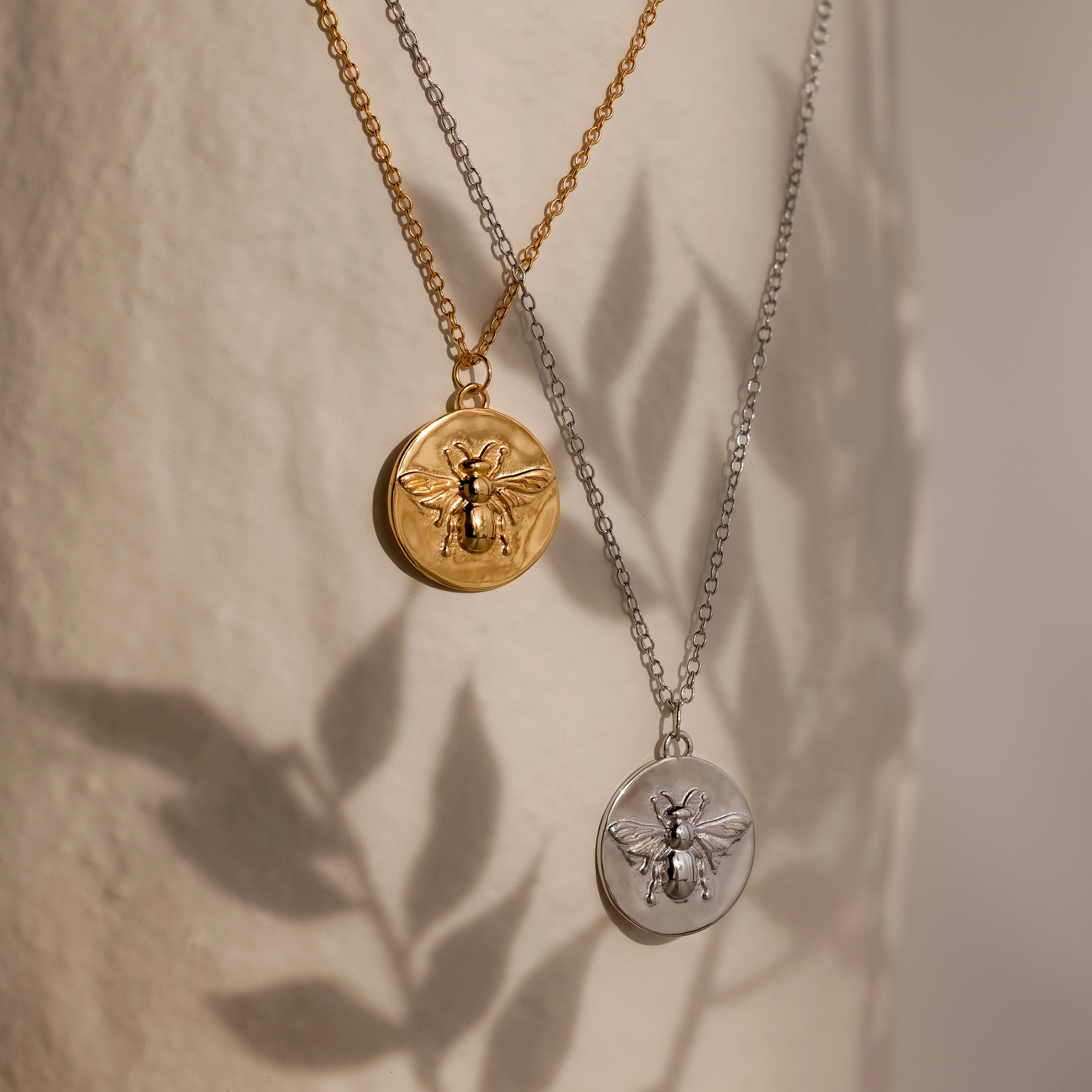 Bee Coin Necklace in Silver - Image 6