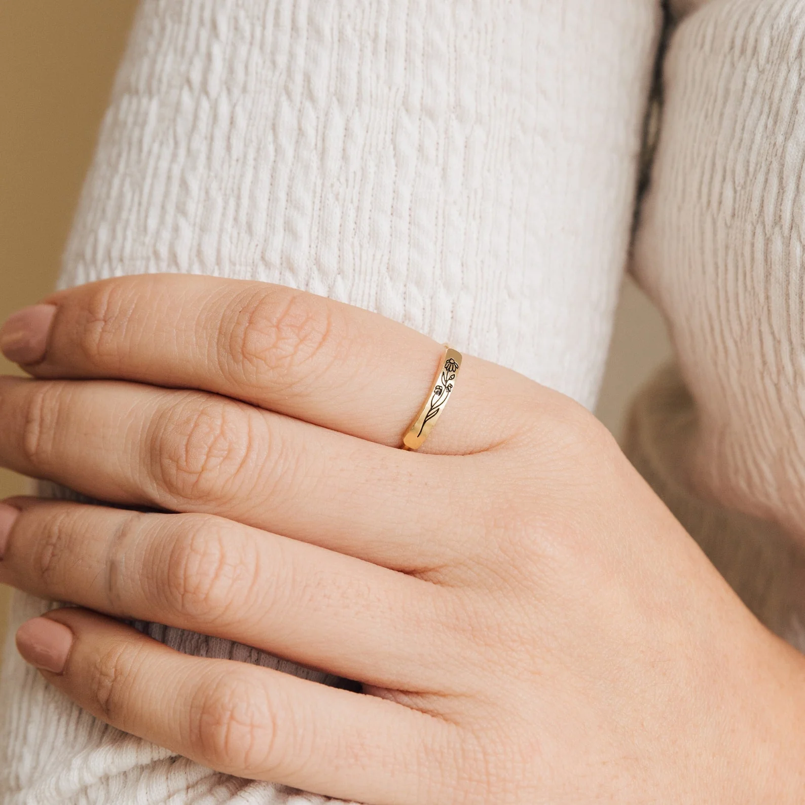 Birth Flower Bar Ring - Image 2