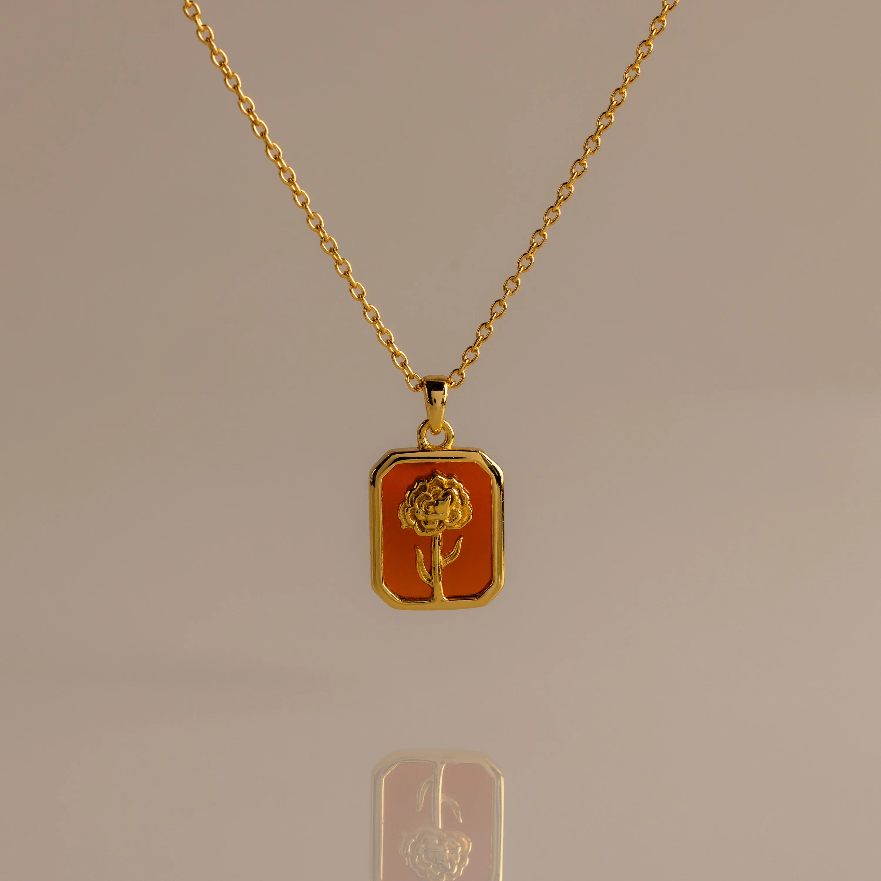 Garnet Birth Flower Charm Necklace