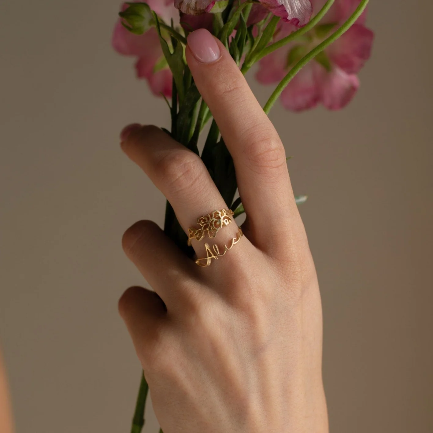 Birth Flower Name Ring - Image 4