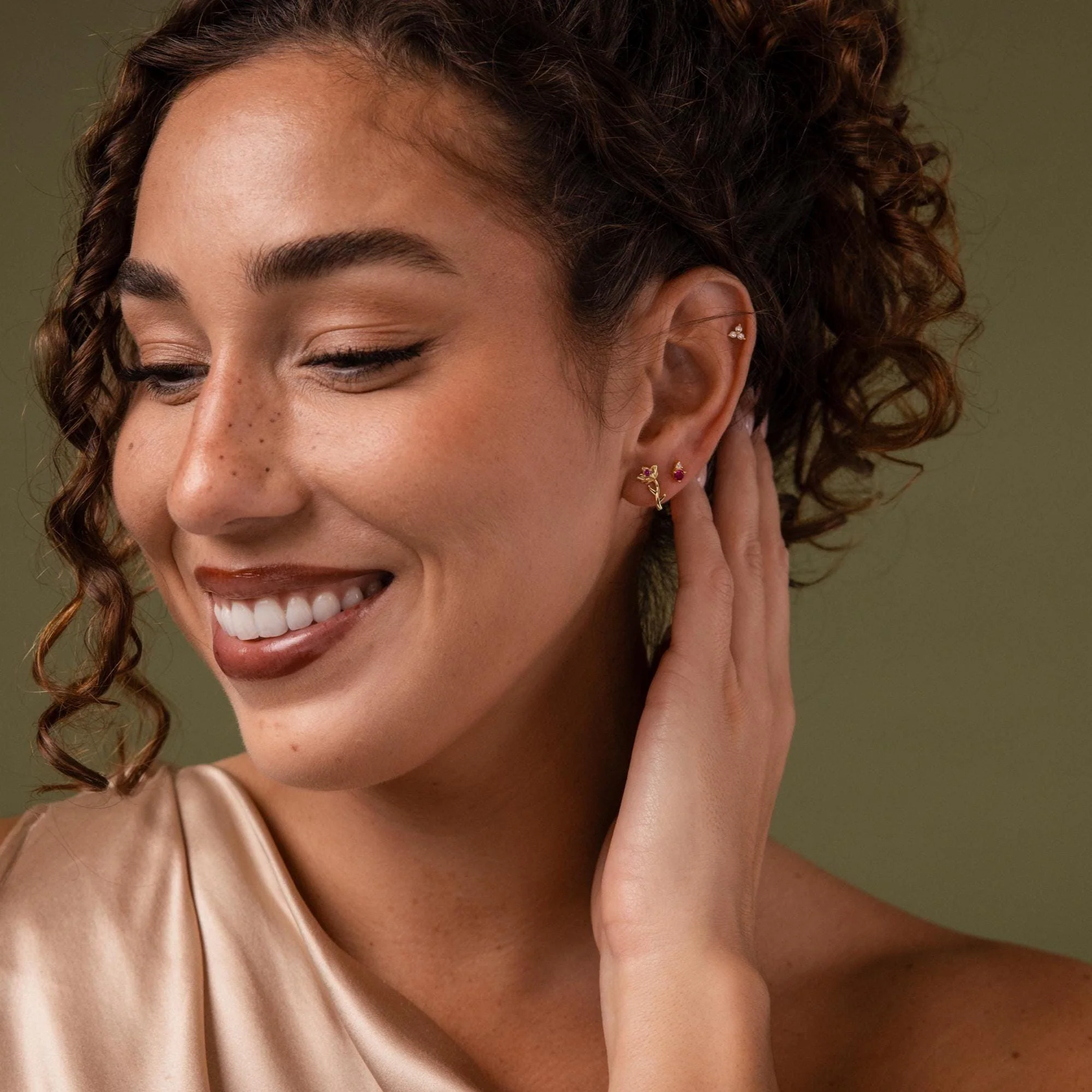 Birth Flower Stud Earrings - Image 5