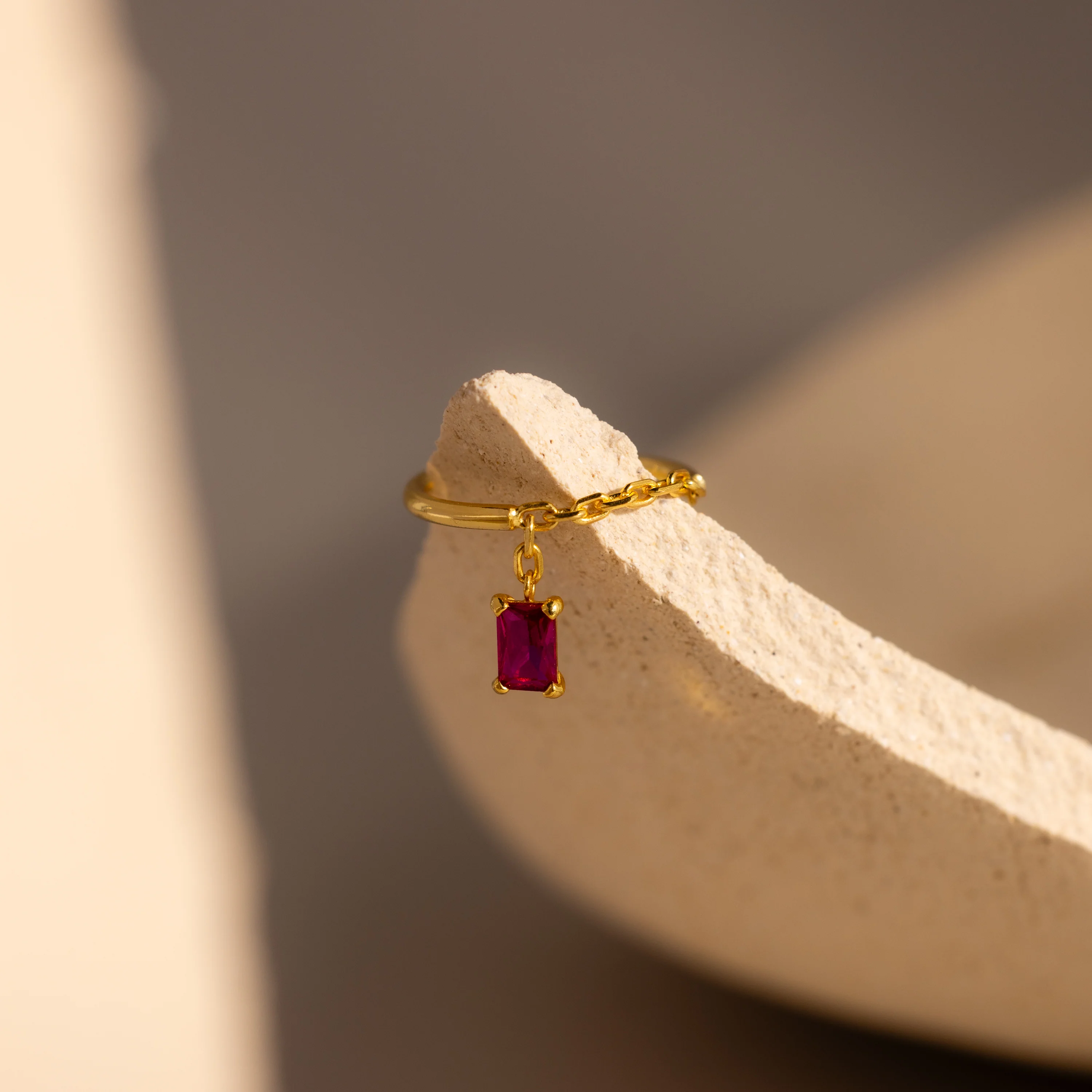Ruby Drop Chain Ring