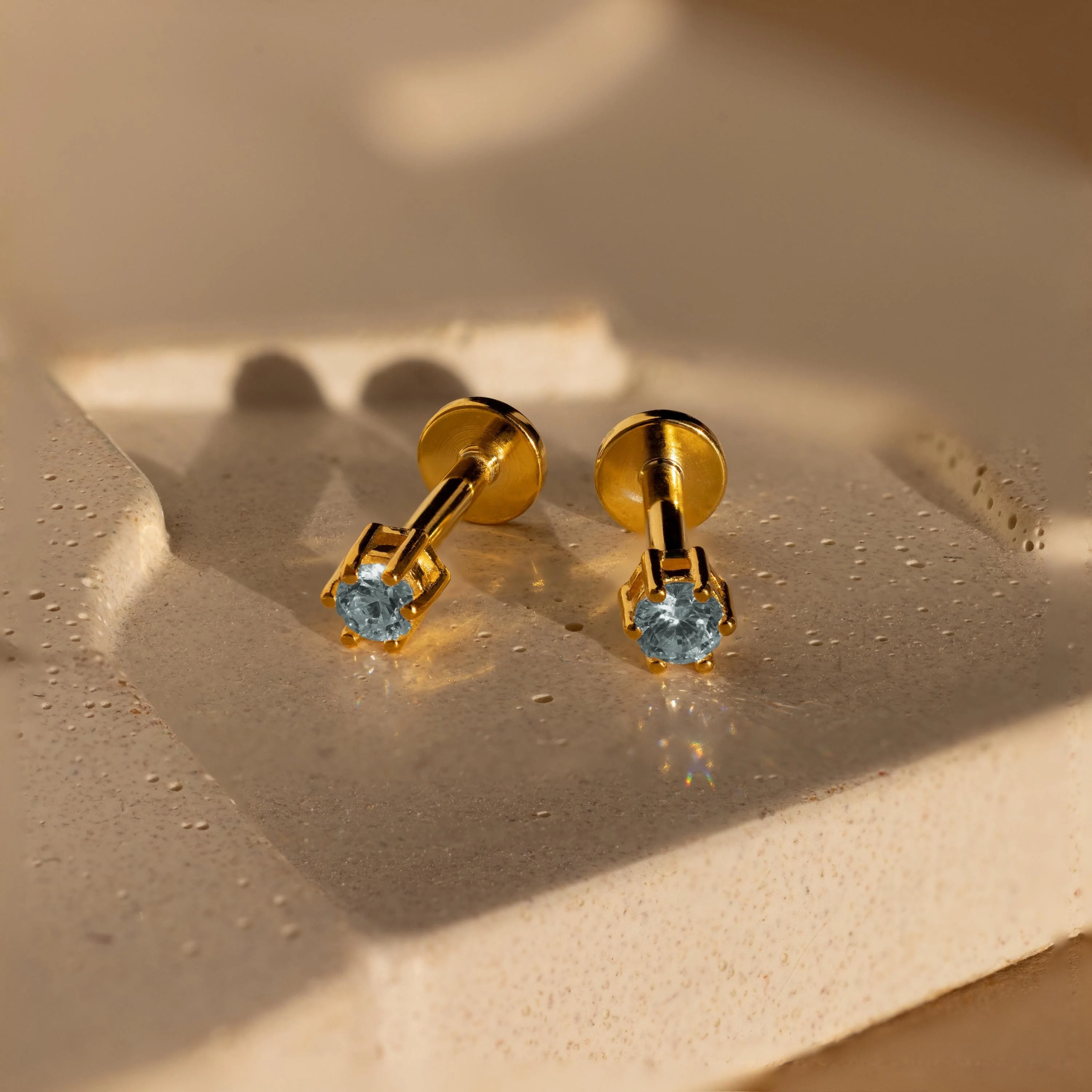 Aquamarine Flatback Studs