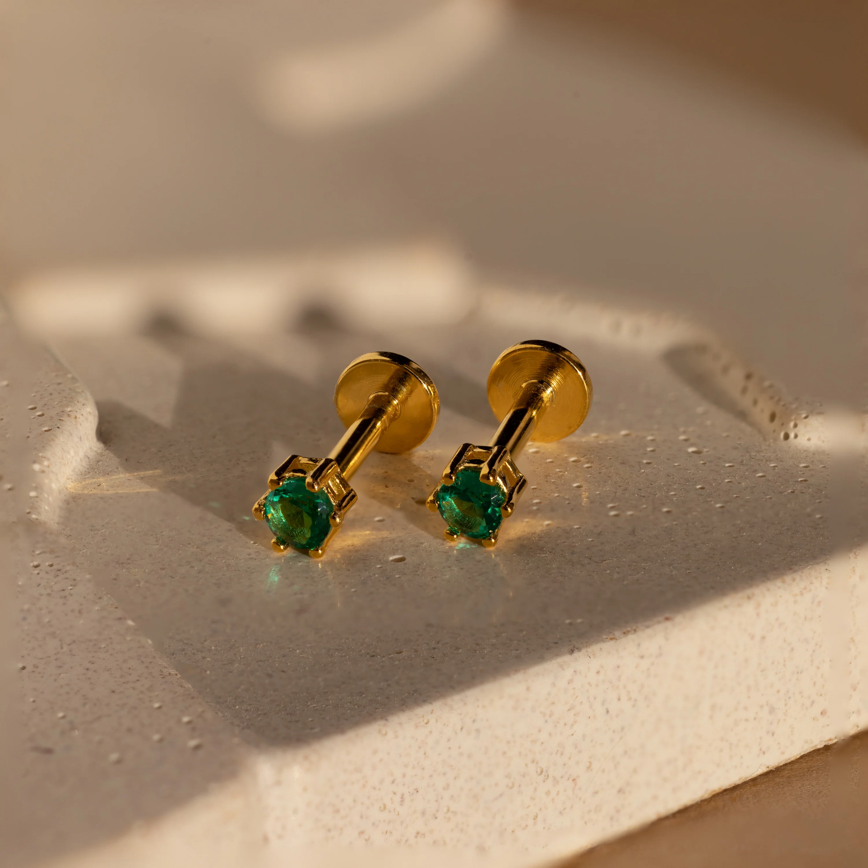 Emerald Flatback Studs