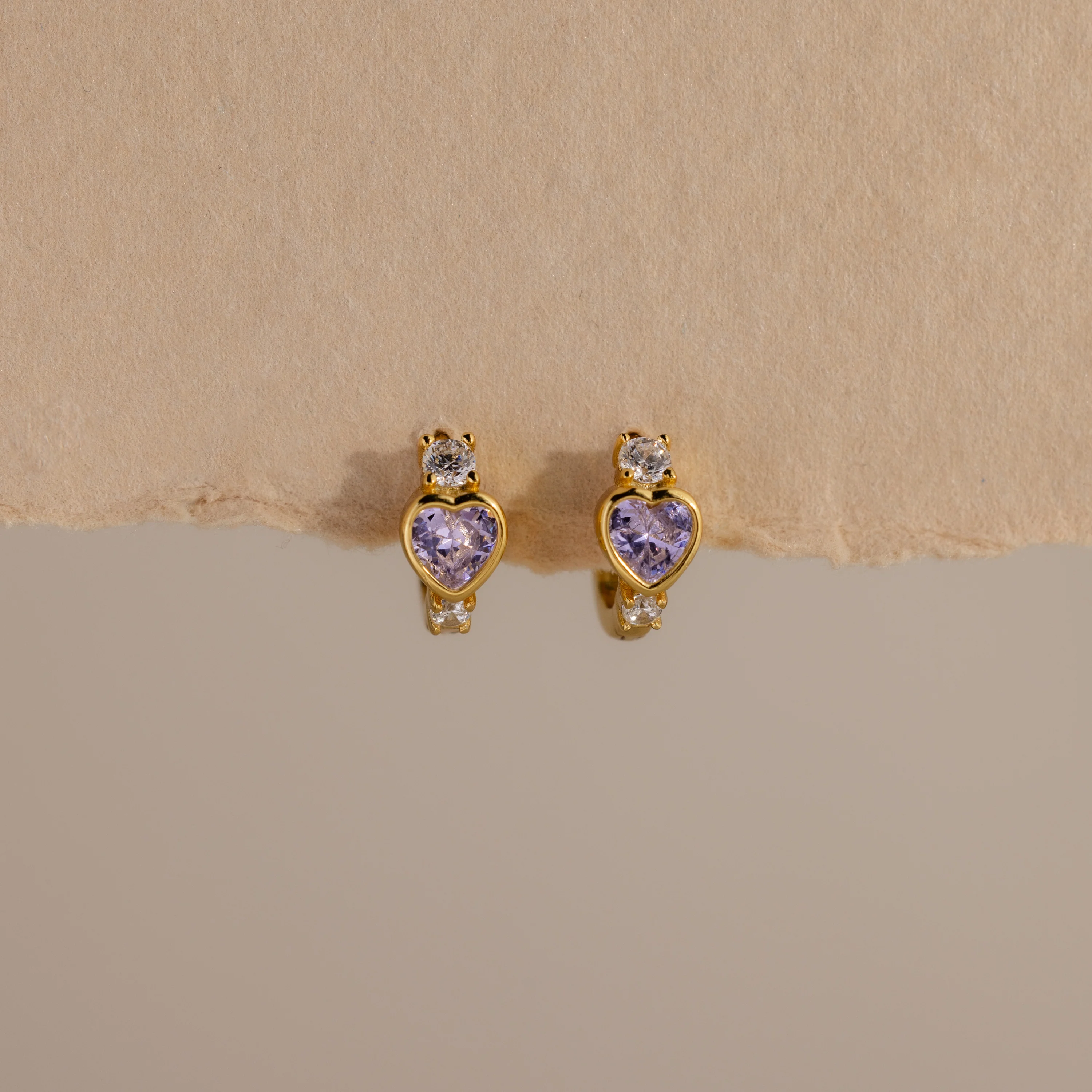 Birthstone Heart Hoops